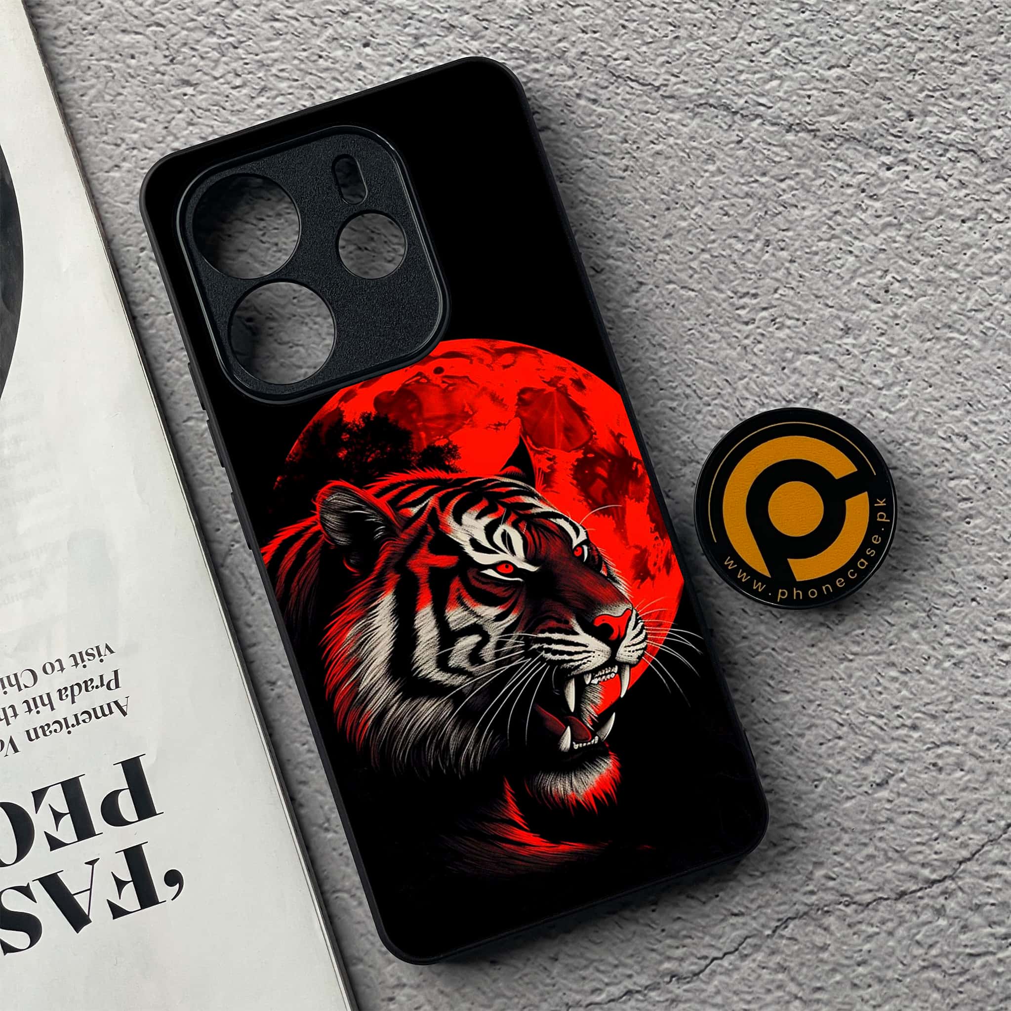 Xiaomi Redmi Note 14 - Tiger 2.0 Series - Premium Printed Glass soft Bumper shock Proof Case