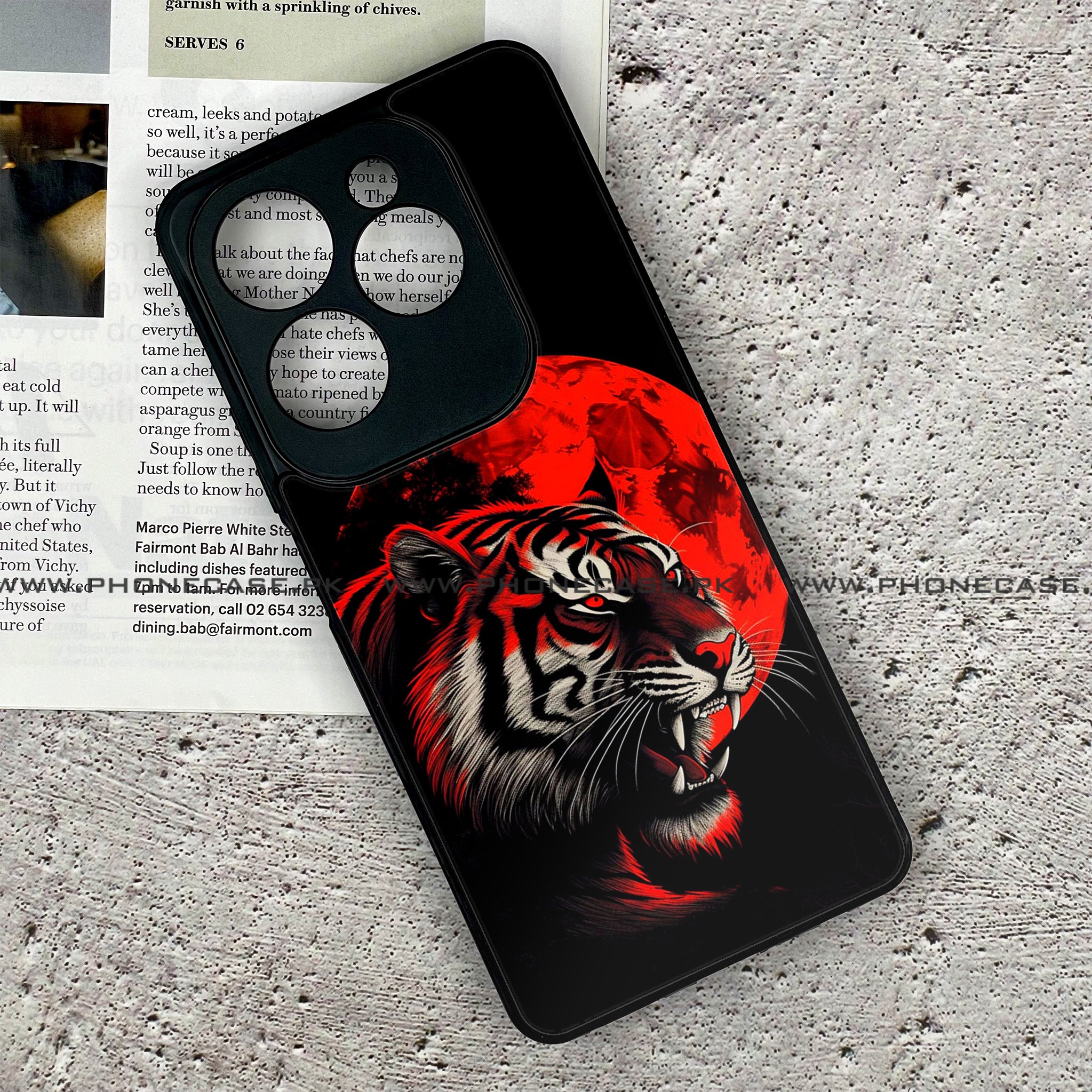 Infinix Hot 40 - Tiger 2.0 Series - Premium Printed Glass soft Bumper shock Proof Case