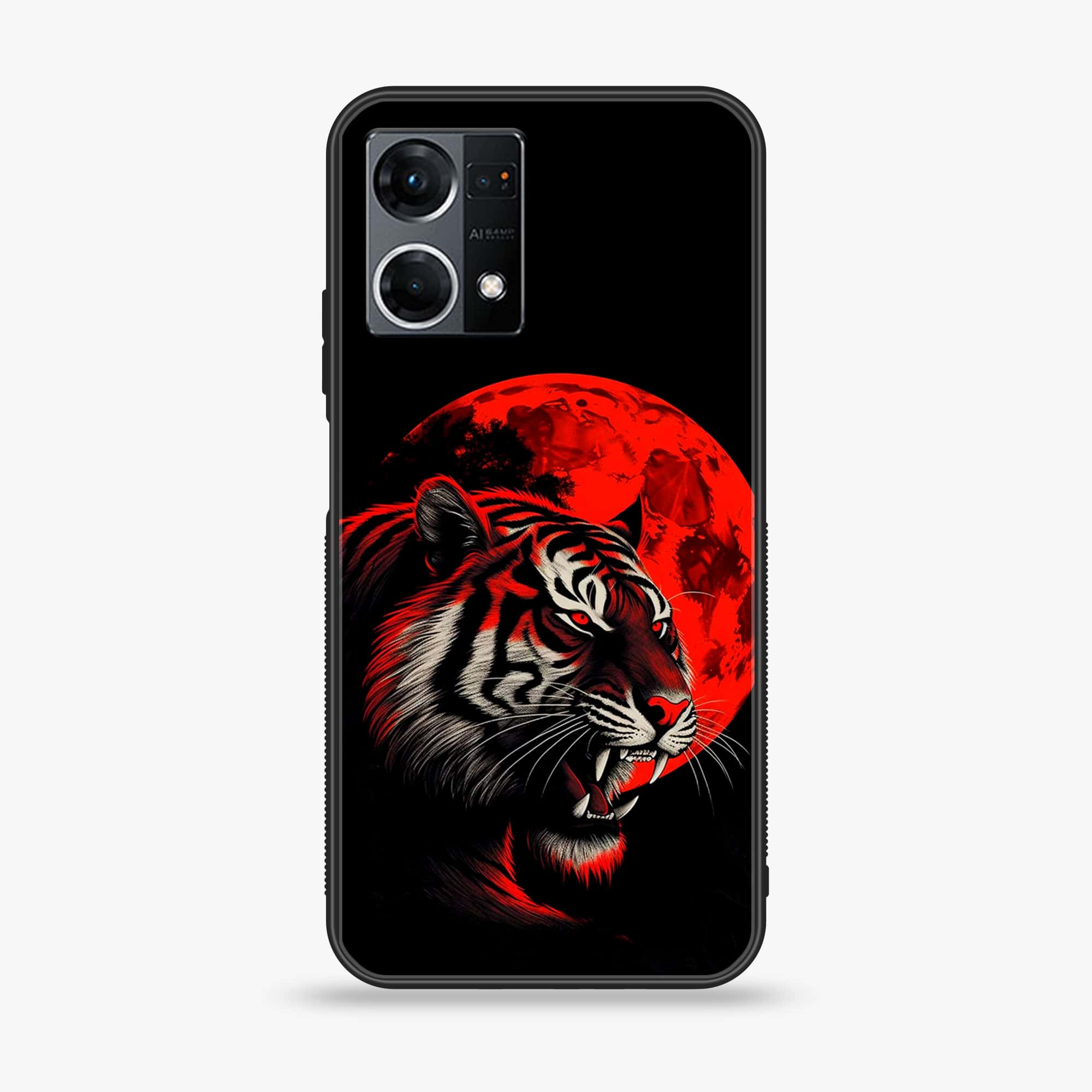 Oppo Reno 7 - Tiger 2.0 Series - Premium Printed Glass soft Bumper shock Proof Case