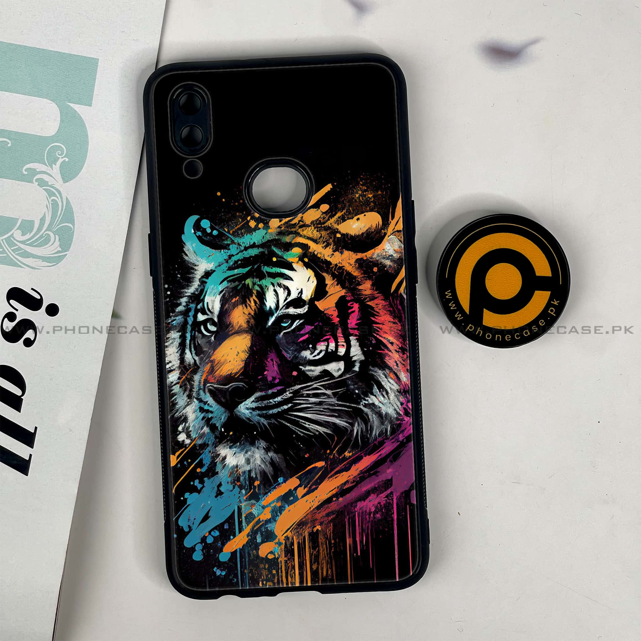 Galaxy A10s - Tiger 2.0 Series - Premium Printed Glass soft Bumper shock Proof Case