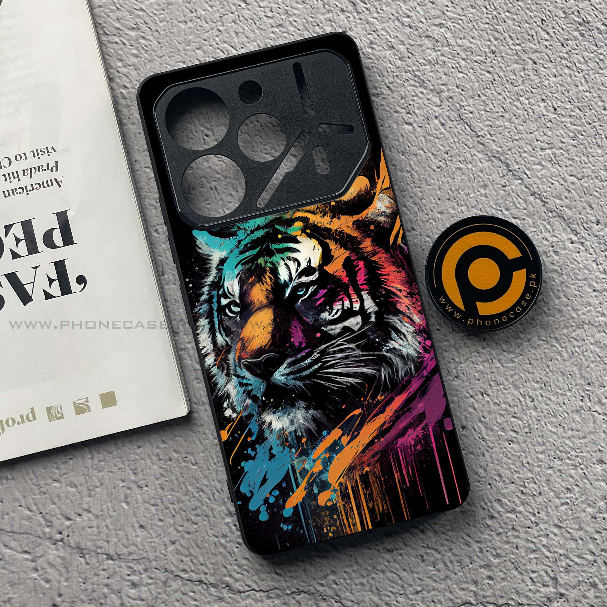 Tecno Pova 6 - Tiger 2.0 Series - Premium Printed Glass soft Bumper shock Proof Case
