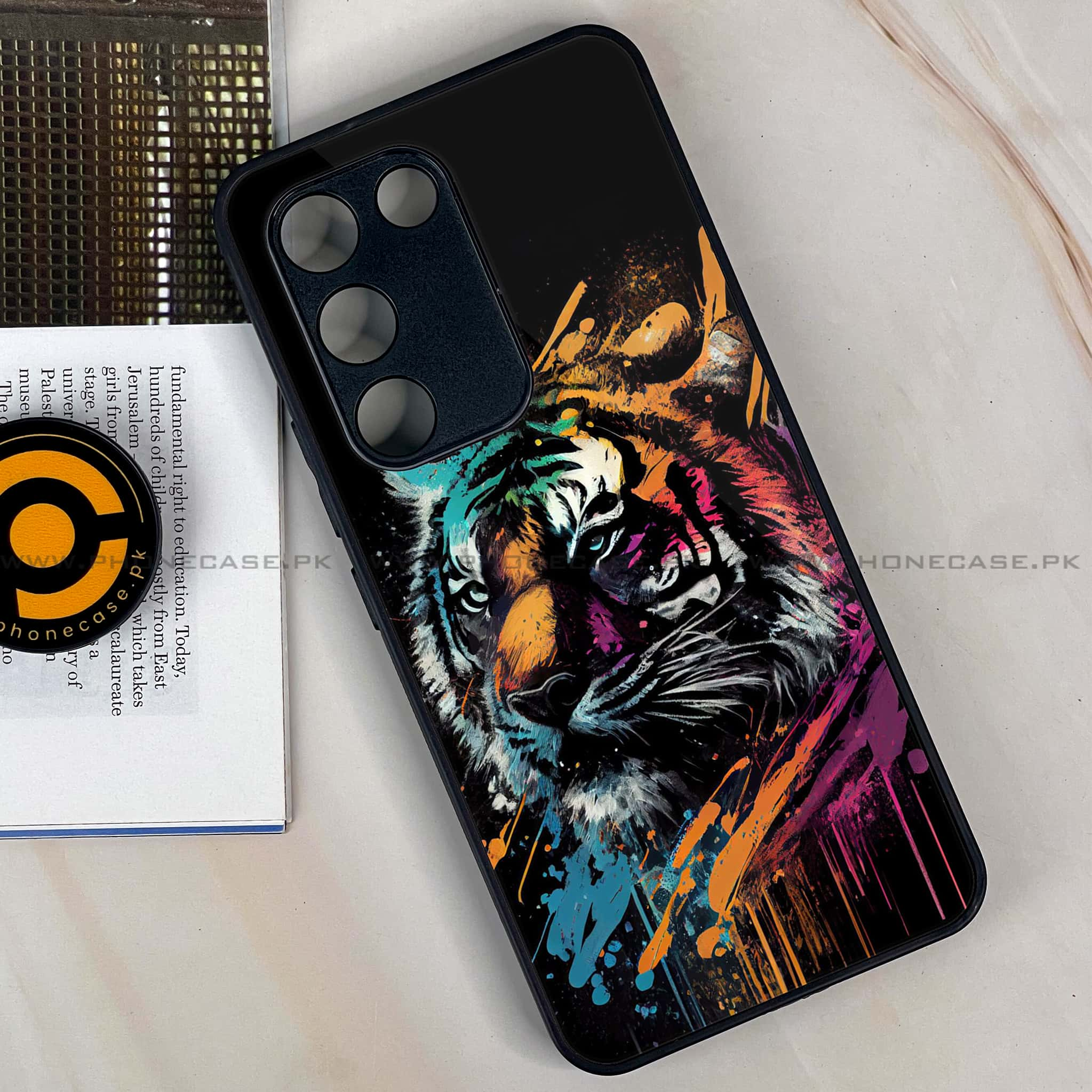 Vivo Y100 - Tiger 2.0 Series - Premium Printed Glass soft Bumper shock Proof Case