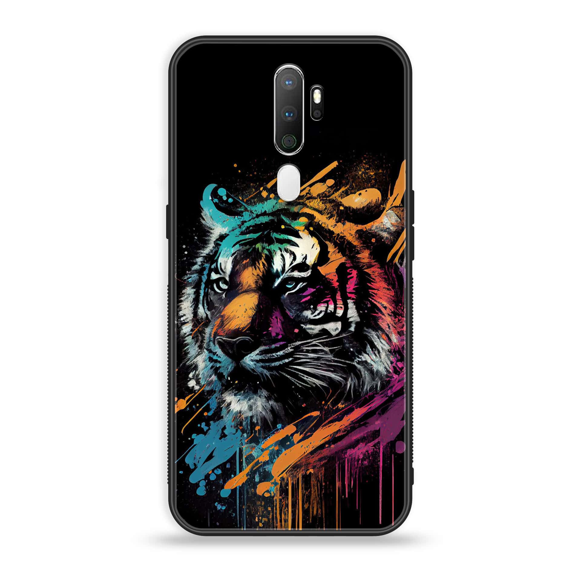 Oppo A5 2020 - Tiger 2.0 Series - Premium Printed Glass soft Bumper shock Proof Case