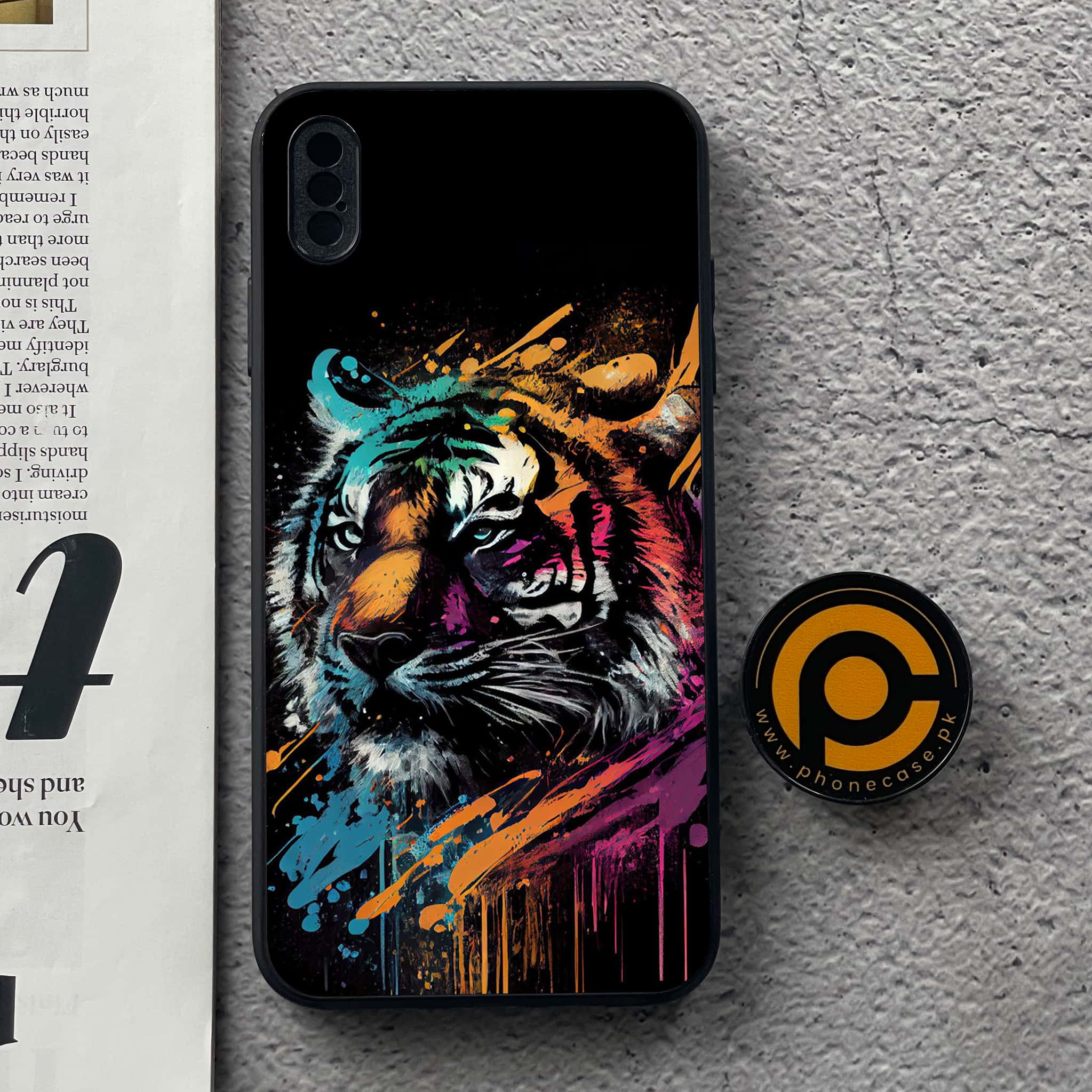iPhone XS Max - Tiger Series 2.0 - Premium Metal Printed soft Bumper shock Proof Case
