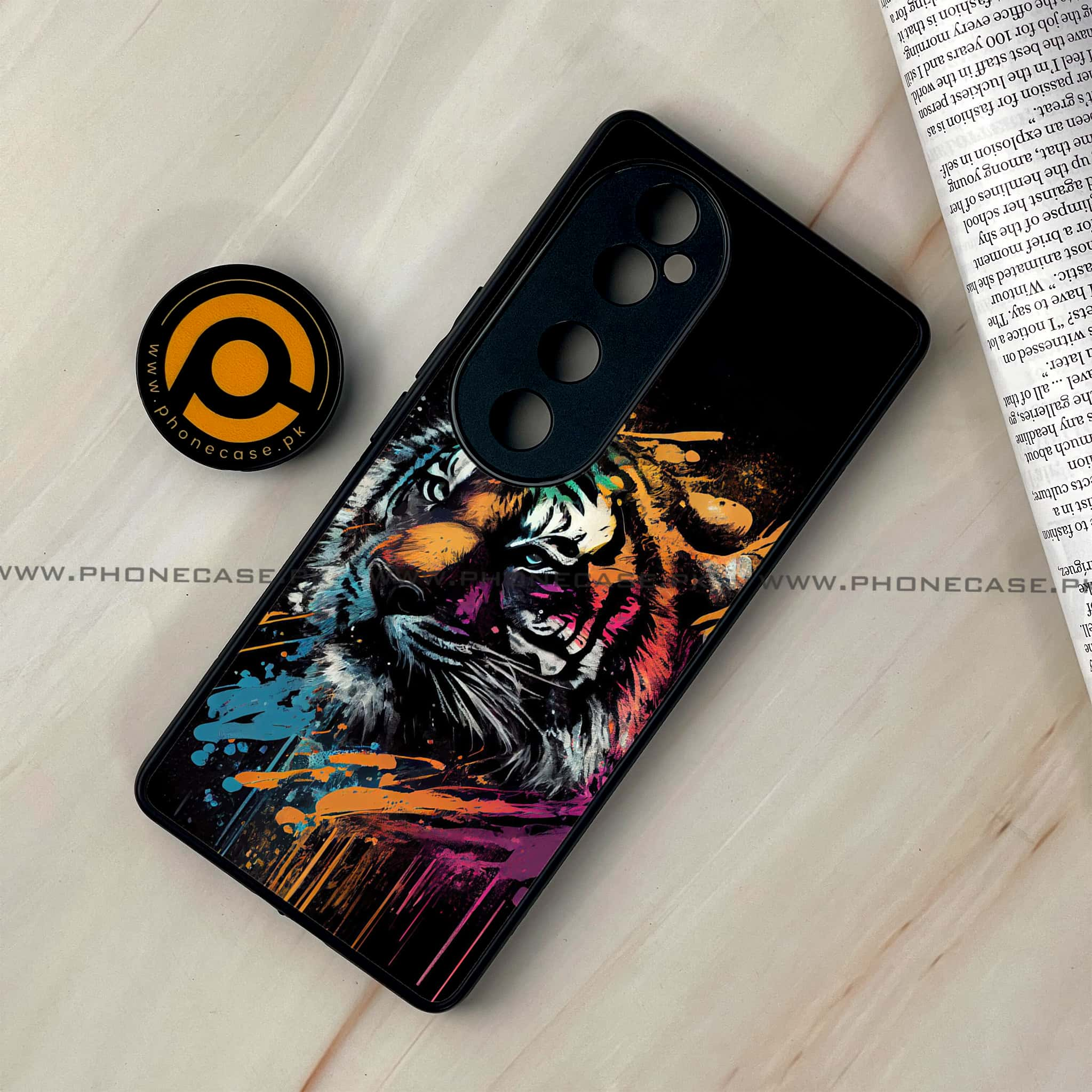 Vivo V40 - Tiger 2.0 Series - Premium Printed Glass soft Bumper shock Proof Case