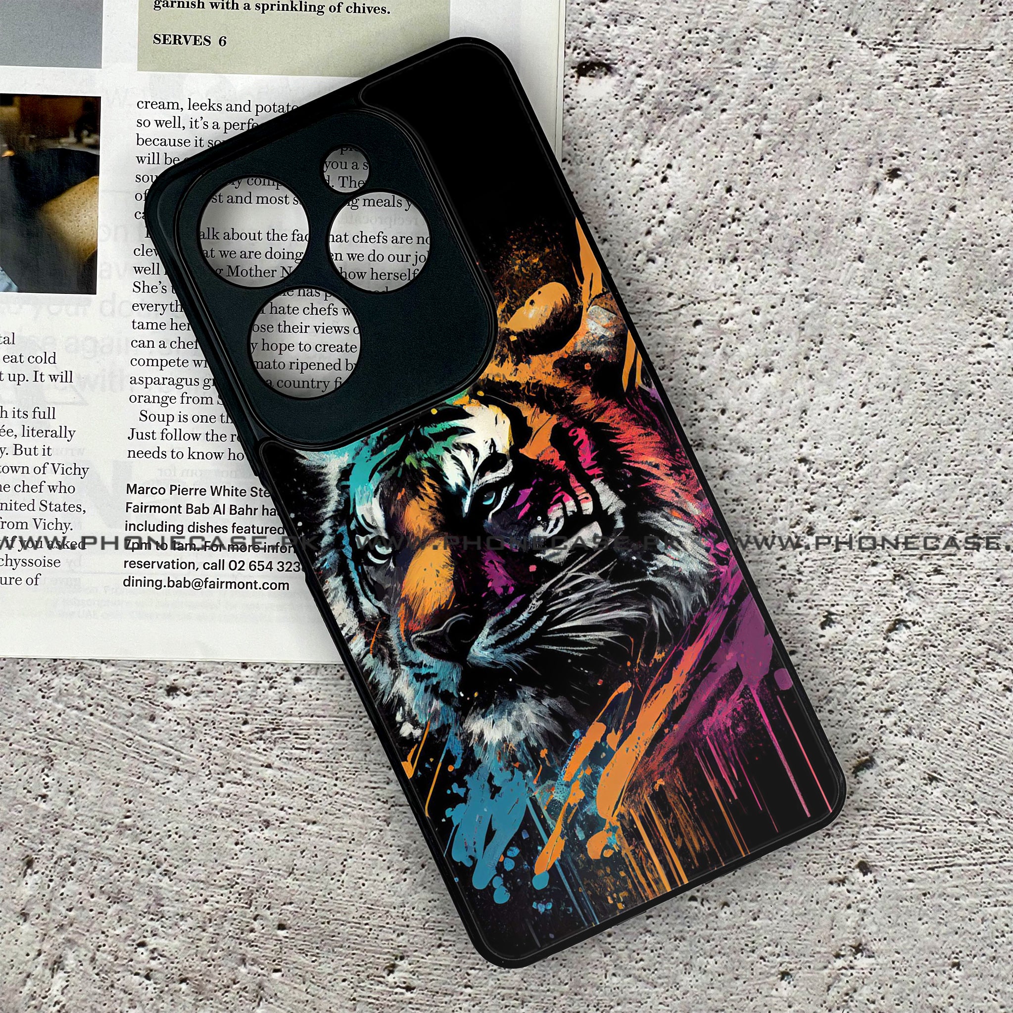 Infinix Hot 40 - Tiger 2.0 Series - Premium Printed Glass soft Bumper shock Proof Case