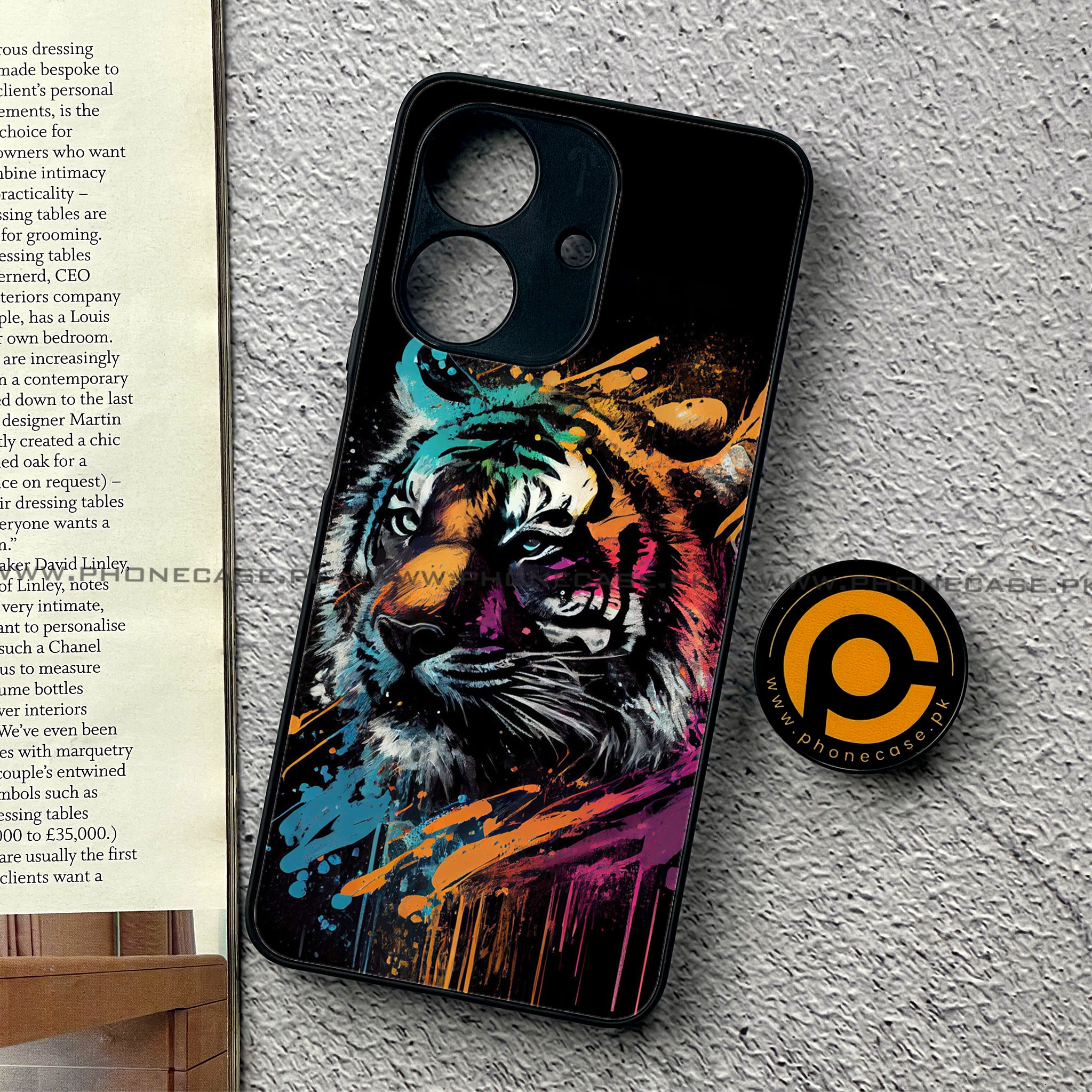 Realme Note 60 - Tiger 2.0 Series - Premium Printed Glass soft Bumper shock Proof Case