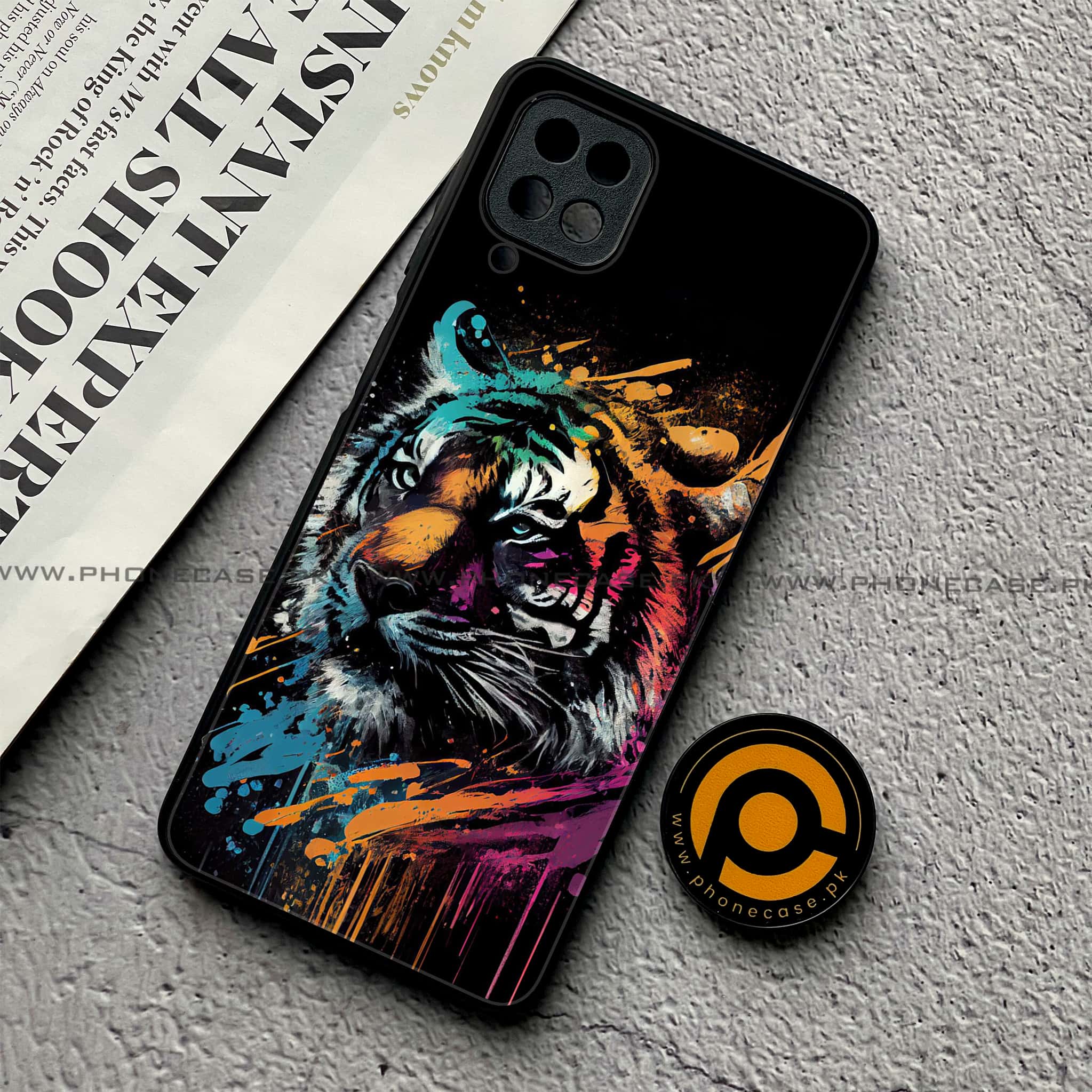 Samsung Galaxy A12 / A12 Nacho - Tiger 2.0 Series - Premium Printed Glass soft Bumper shock Proof Case