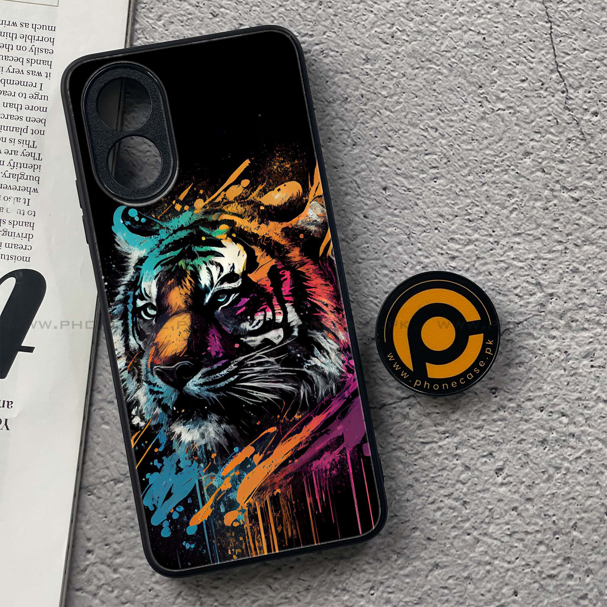 Oppo A38 4G - Tiger 2.0 Series - Premium Printed Metal soft Bumper shock Proof Case