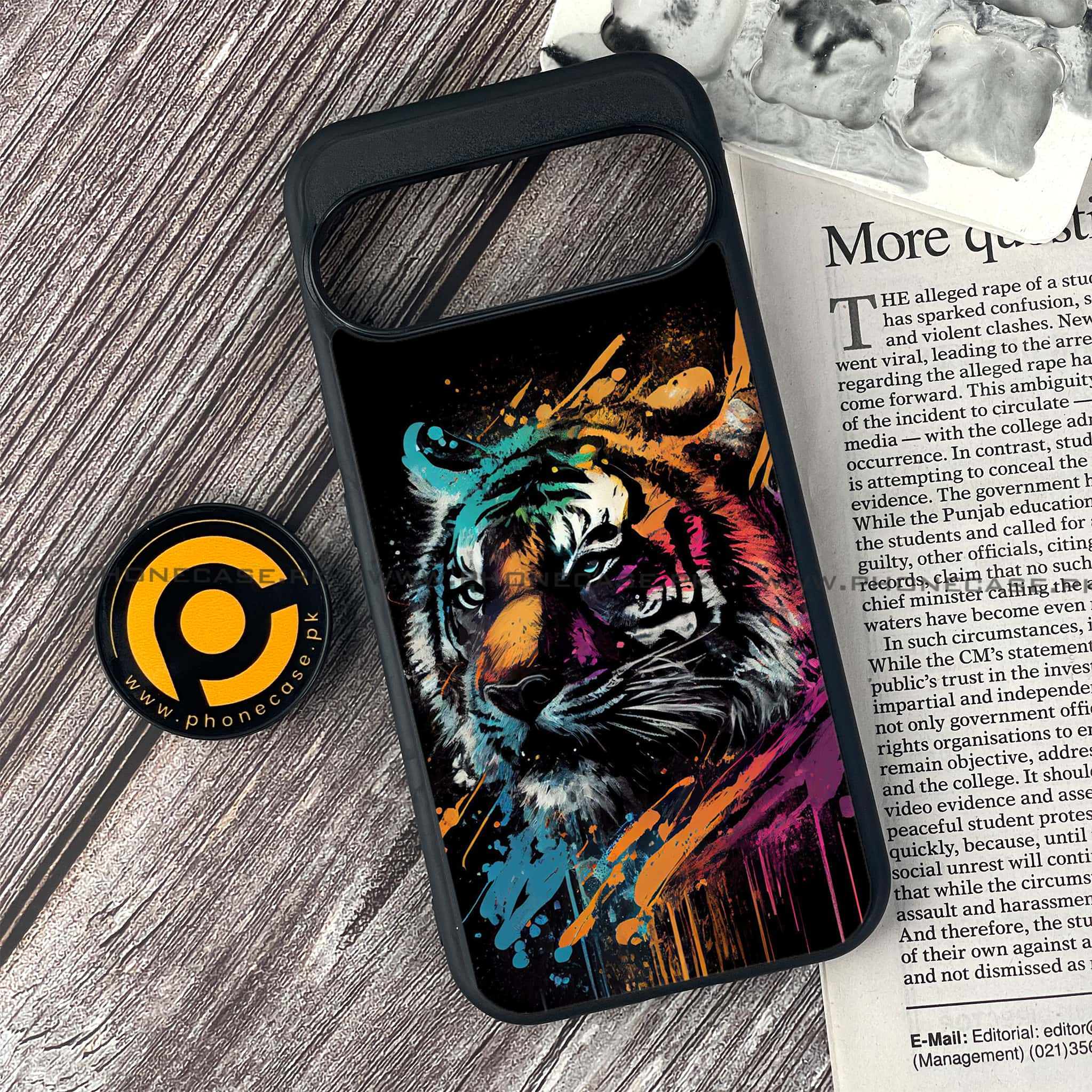 Google Pixel 9 - Tiger 2.0 Series - Premium Printed Glass soft Bumper shock Proof Case