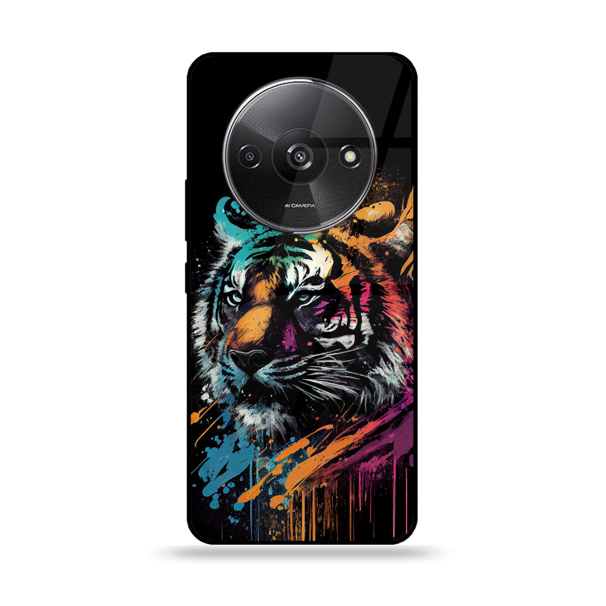 Xiaomi Redmi A3 - Tiger 2.0 Series - Premium Printed Glass soft Bumper shock Proof Case