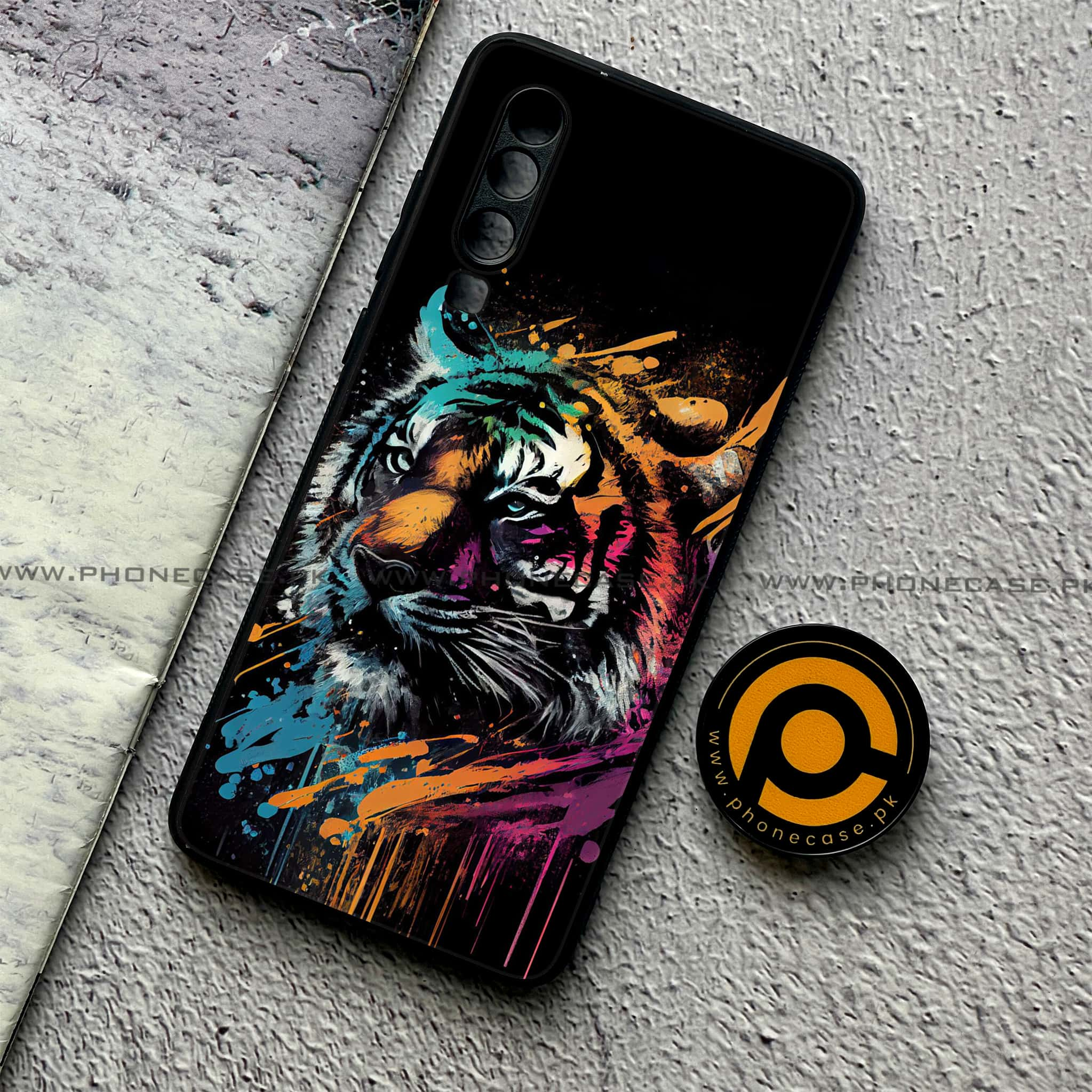 Huawei P30 - Tiger 2.0 Series - Premium Printed Glass soft Bumper shock Proof Case