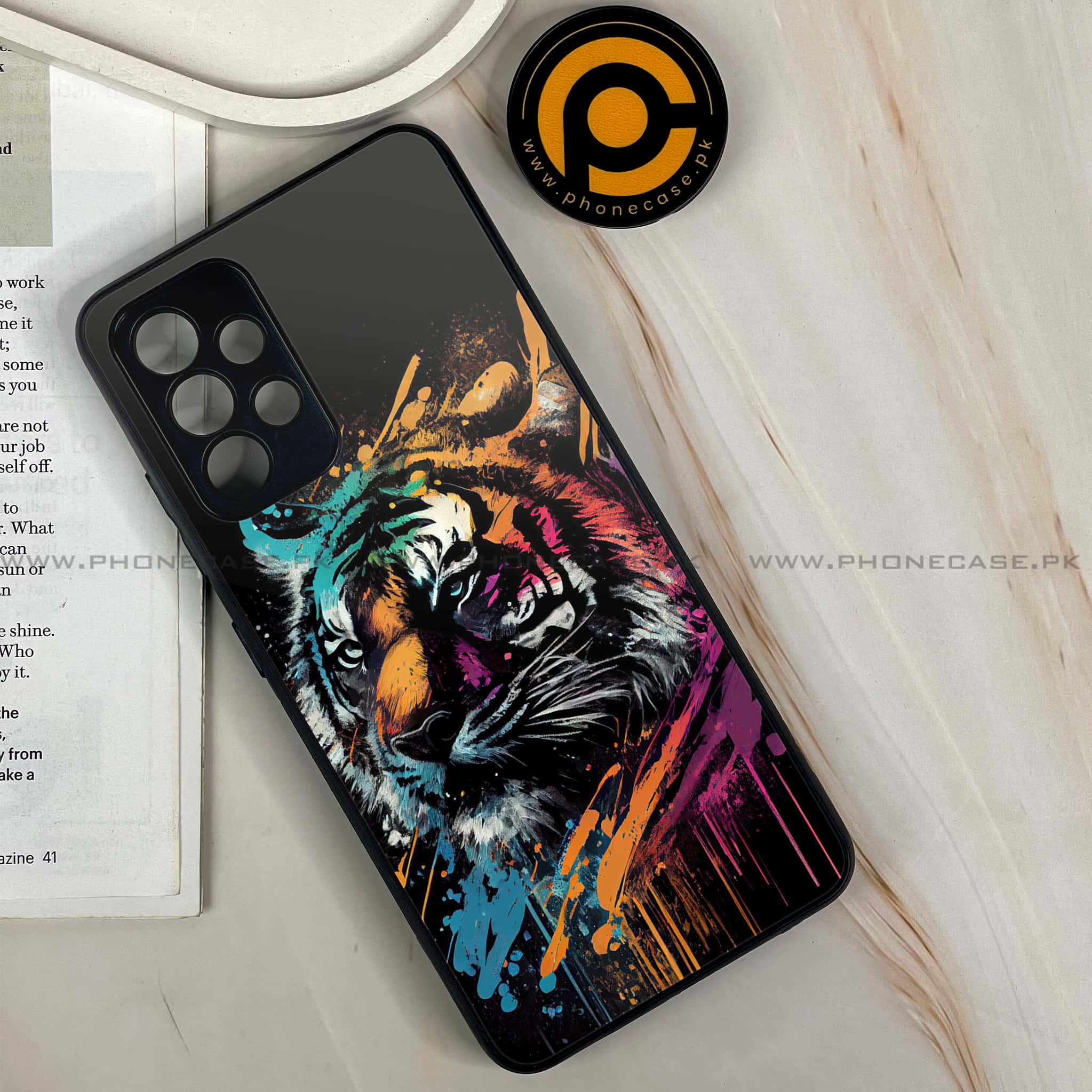 Samsung Galaxy A13 - Tiger 2.0 Series - Premium Printed Glass soft Bumper shock Proof Case