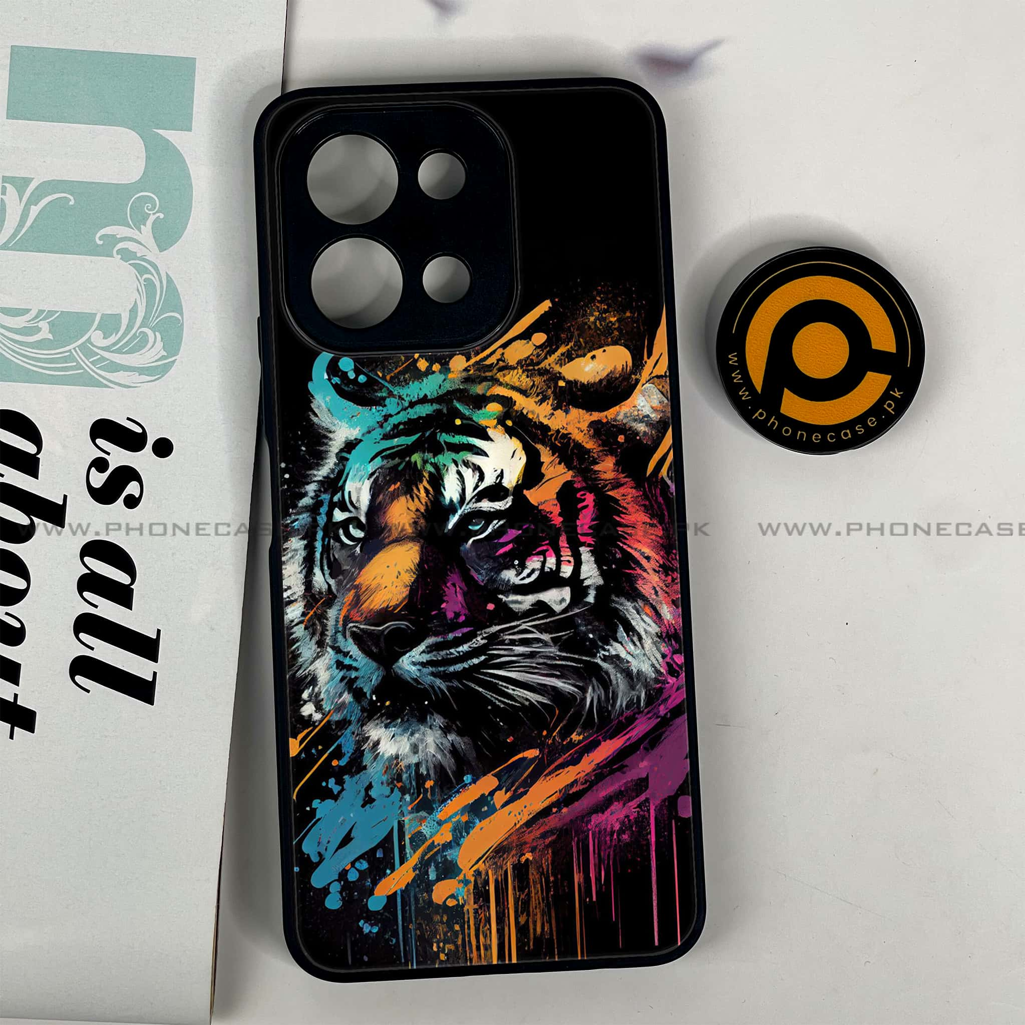 Vivo Y28 - Tiger 2.0 Series - Premium Printed Glass soft Bumper shock Proof Case