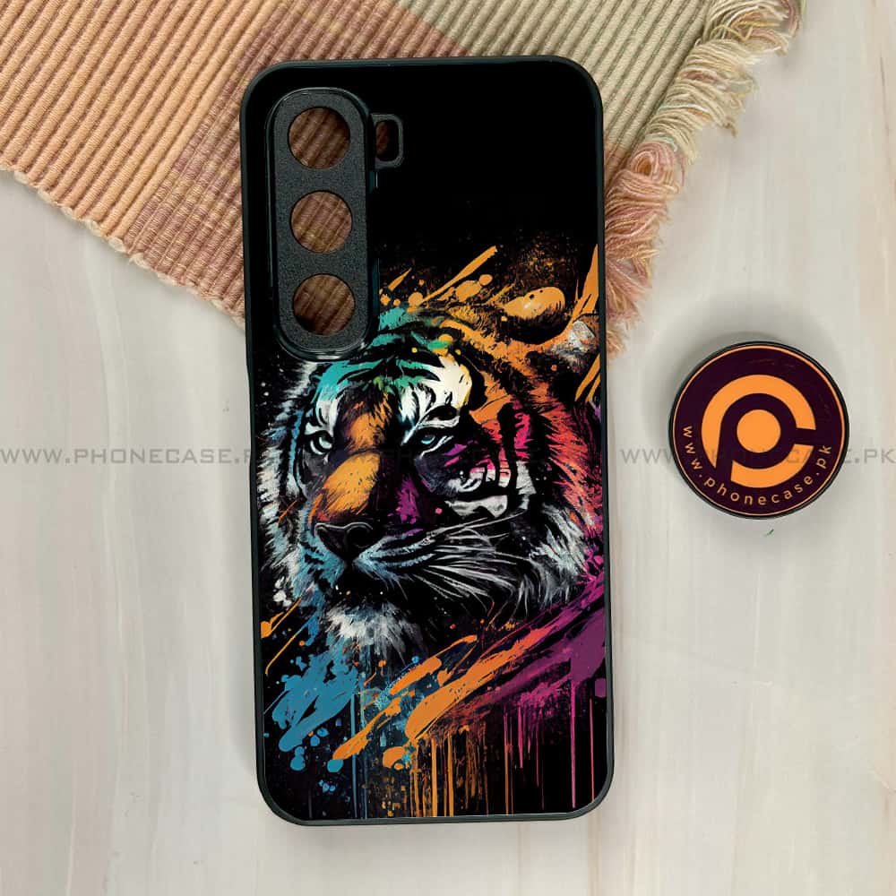 Infinix Hot 60i - Tiger 2.0 Series - Premium Metal Printed soft Bumper shock Proof Case