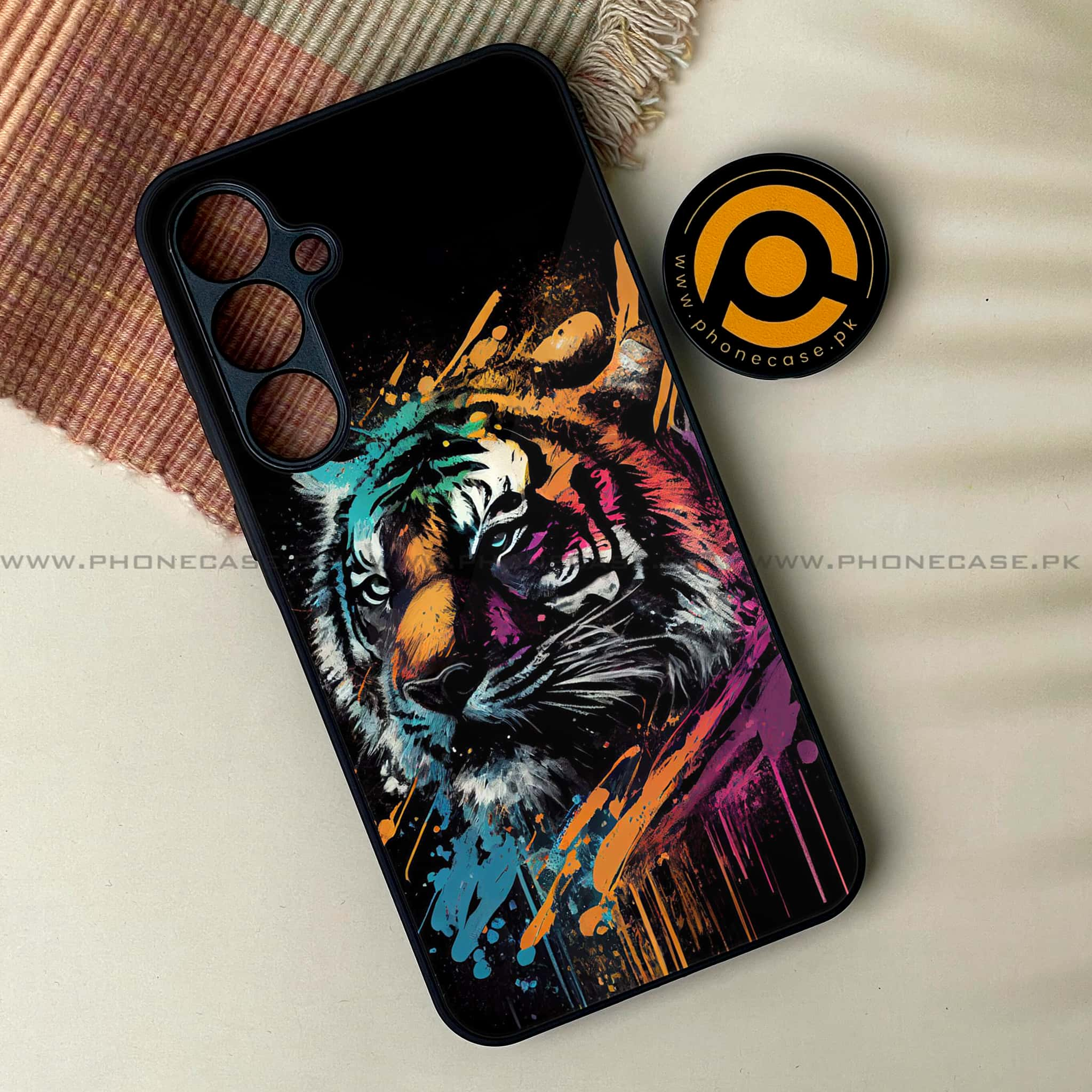 Samsung Galaxy A34 - Tiger 2.0 Series - Premium Printed Glass soft Bumper shock Proof Case