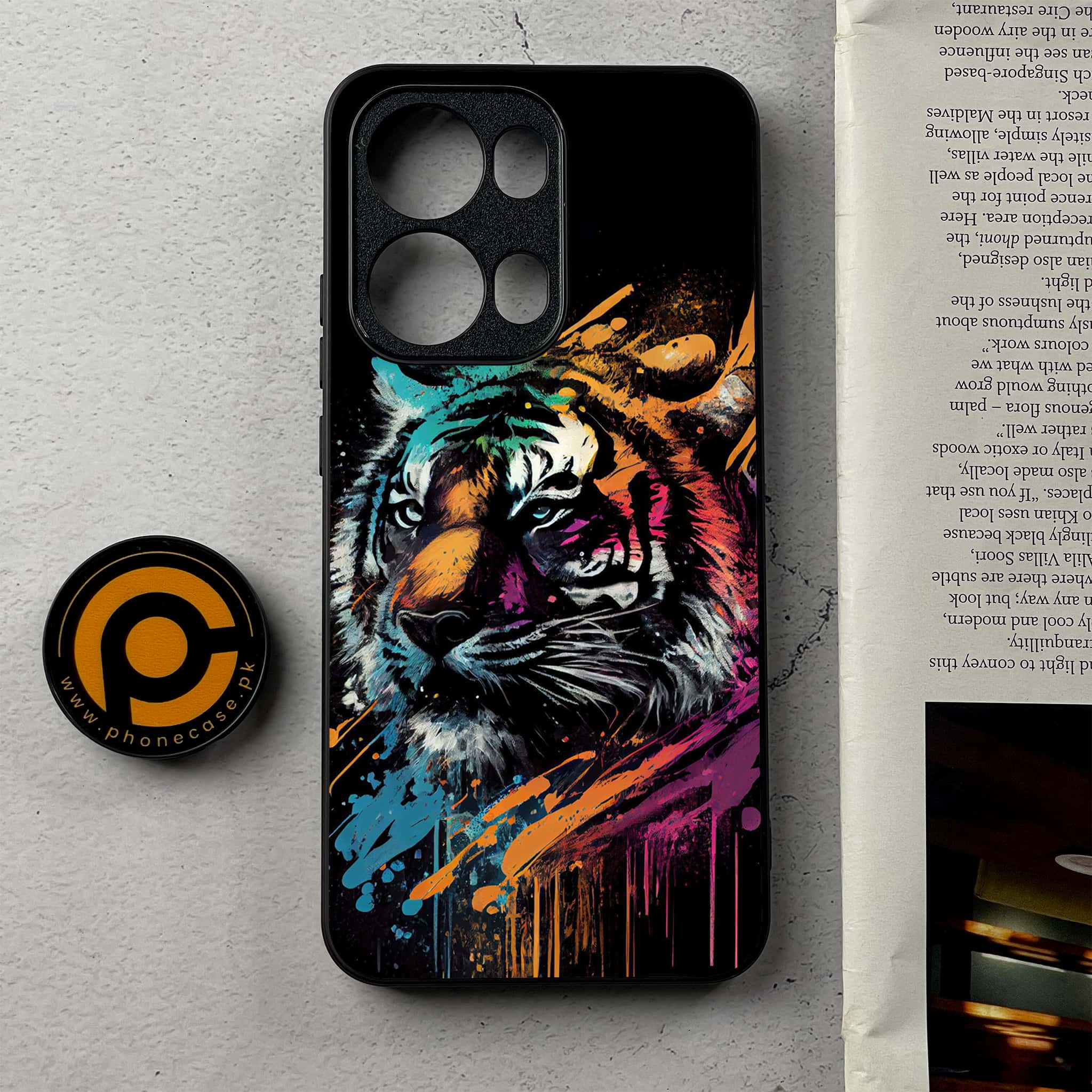 Oppo Reno 13 Pro - Tiger 2.0 Series - Premium Metal Printed Soft Bumper Shockproof Case