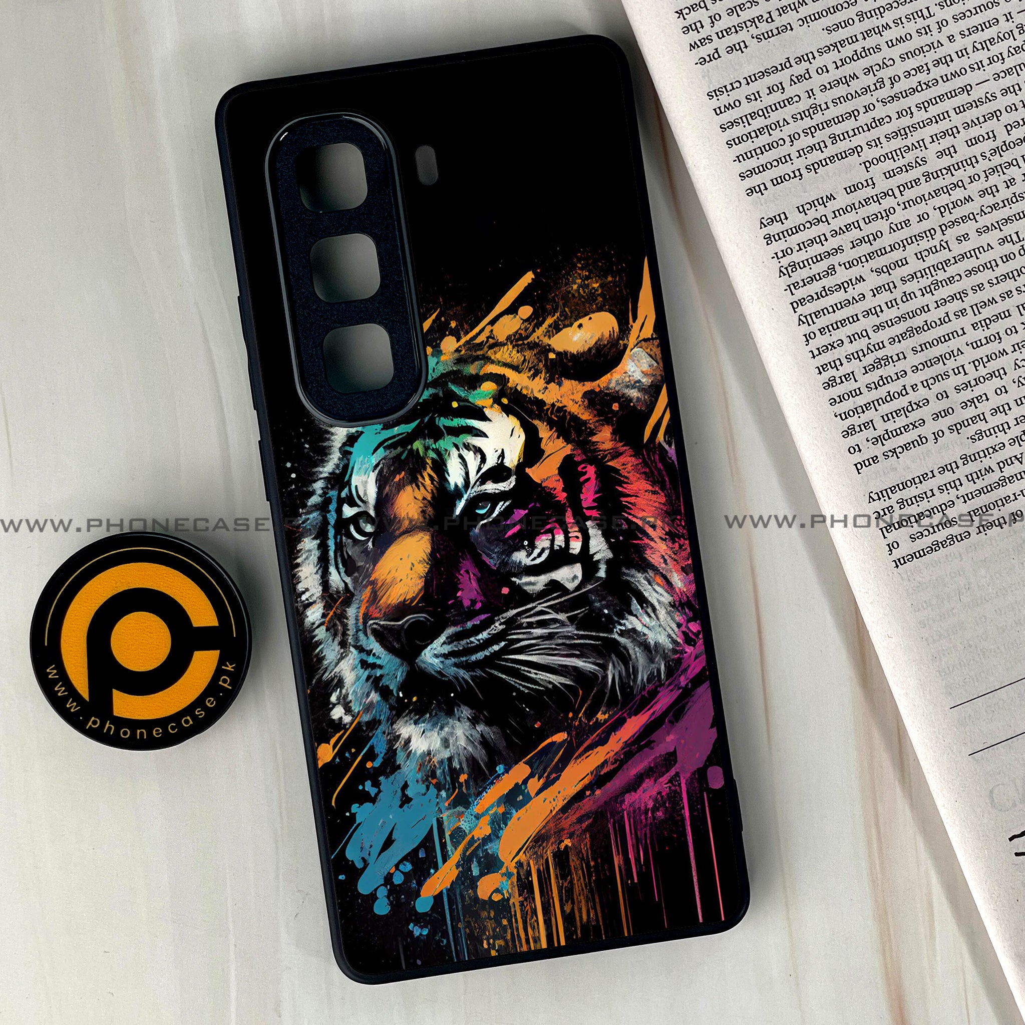 Infinix Hot 50 Pro Plus - Tiger 2.0 Series - Premium Printed Glass soft Bumper shock Proof Case