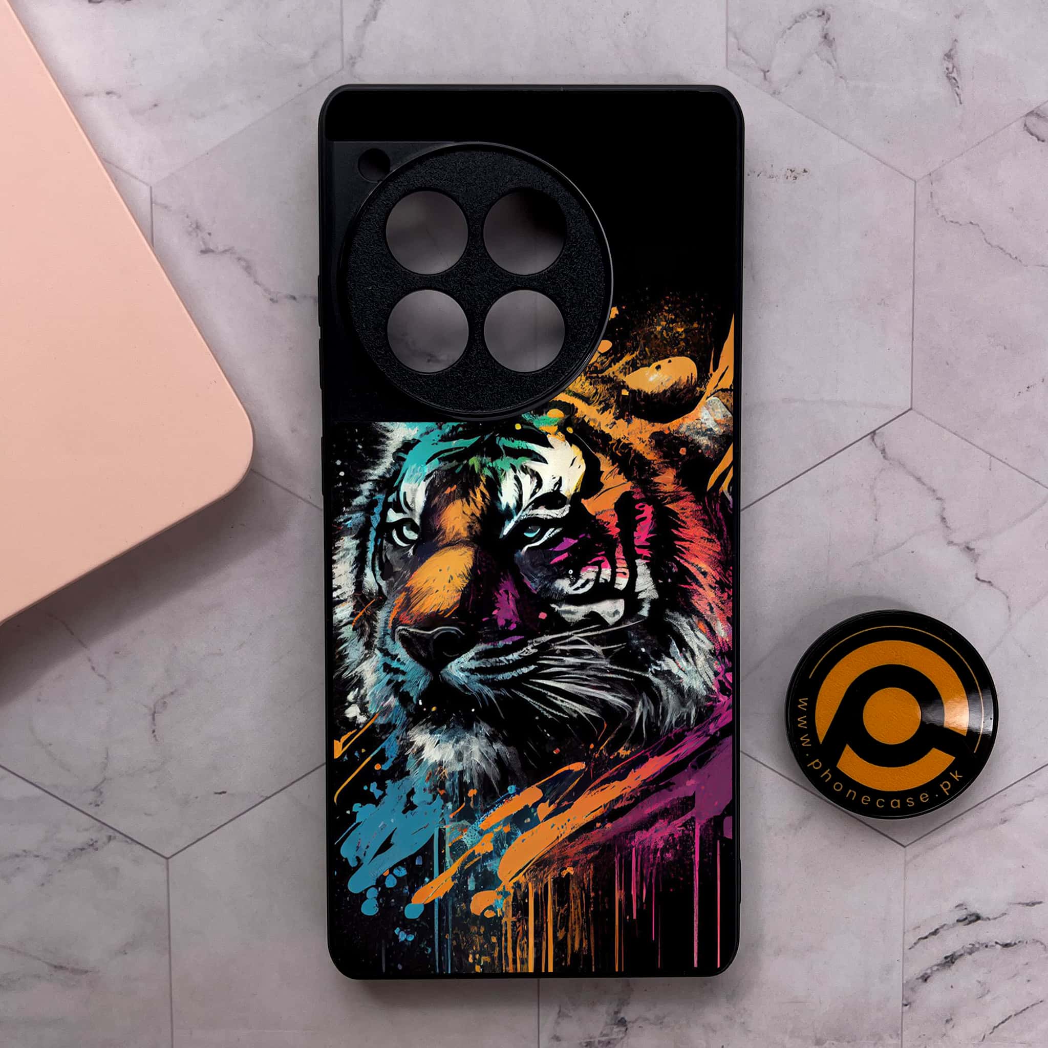 OnePlus 12R - Tiger 2.0 Series - Premium Metal Printed soft Bumper shock Proof Case