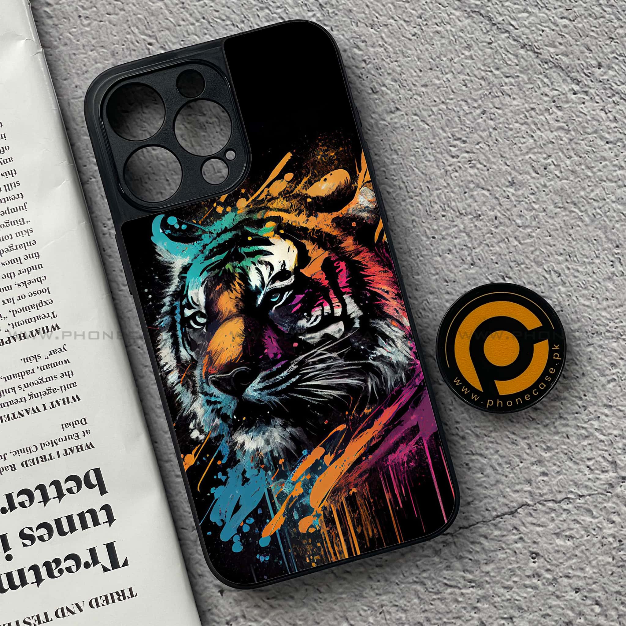 iPhone 15 Pro - Tiger 2.0 Series - Premium Metal Printed soft Bumper shock Proof Case