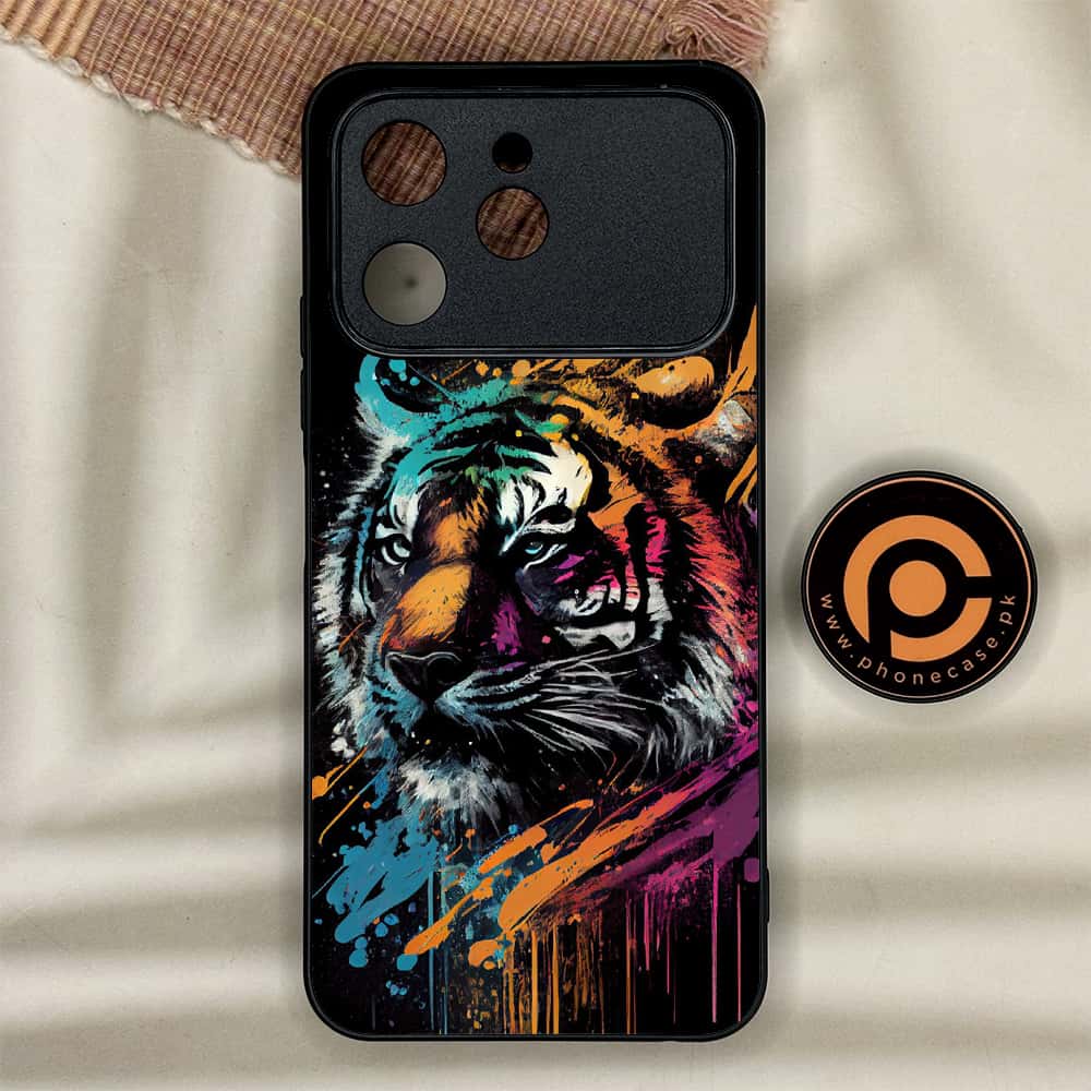 Tecno Spark 40 - Tiger 2.0 Series - Premium Metal Printed soft Bumper shock Proof Case