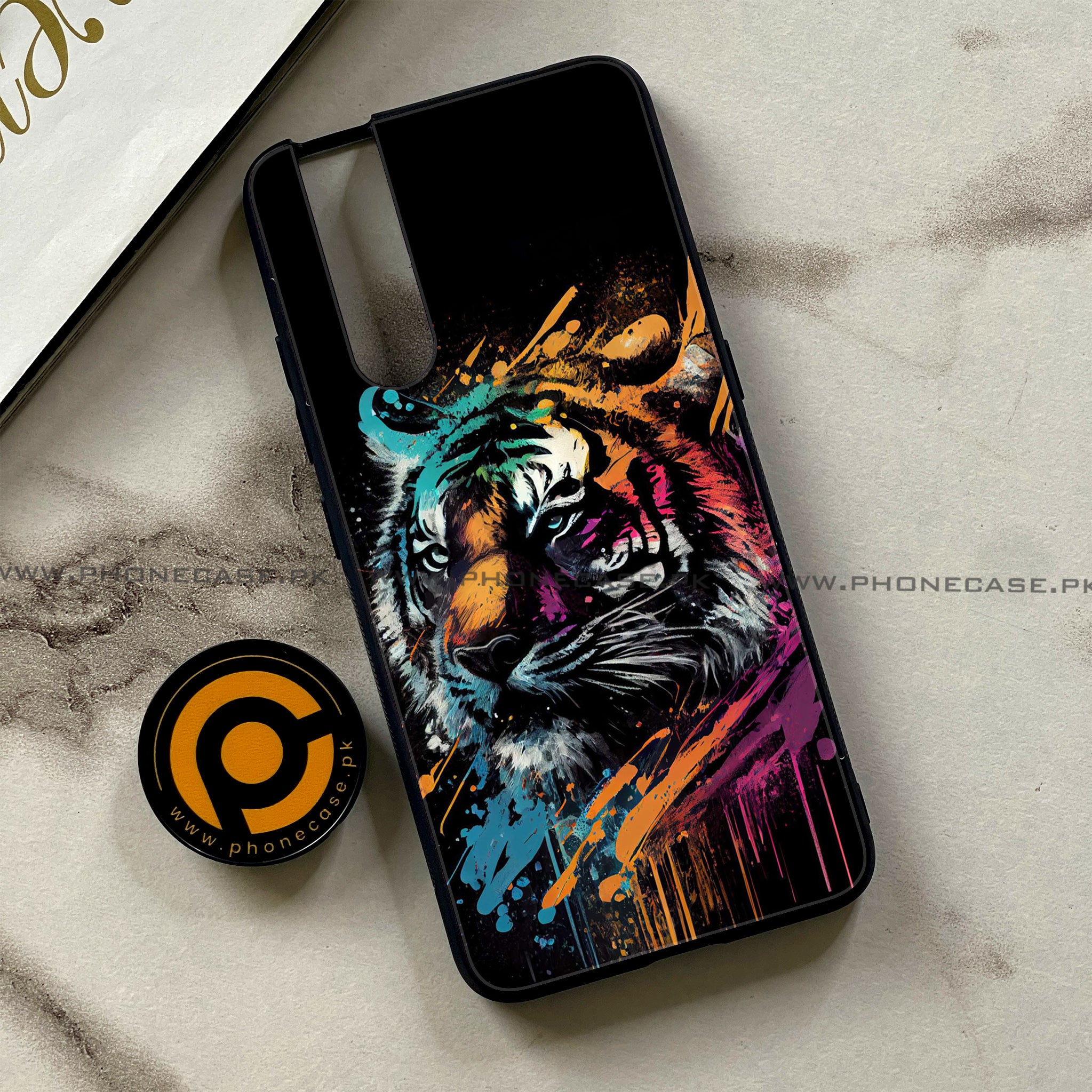 Vivo V15 Pro - Tiger 2.0 Series - Premium Printed Glass soft Bumper shock Proof Case