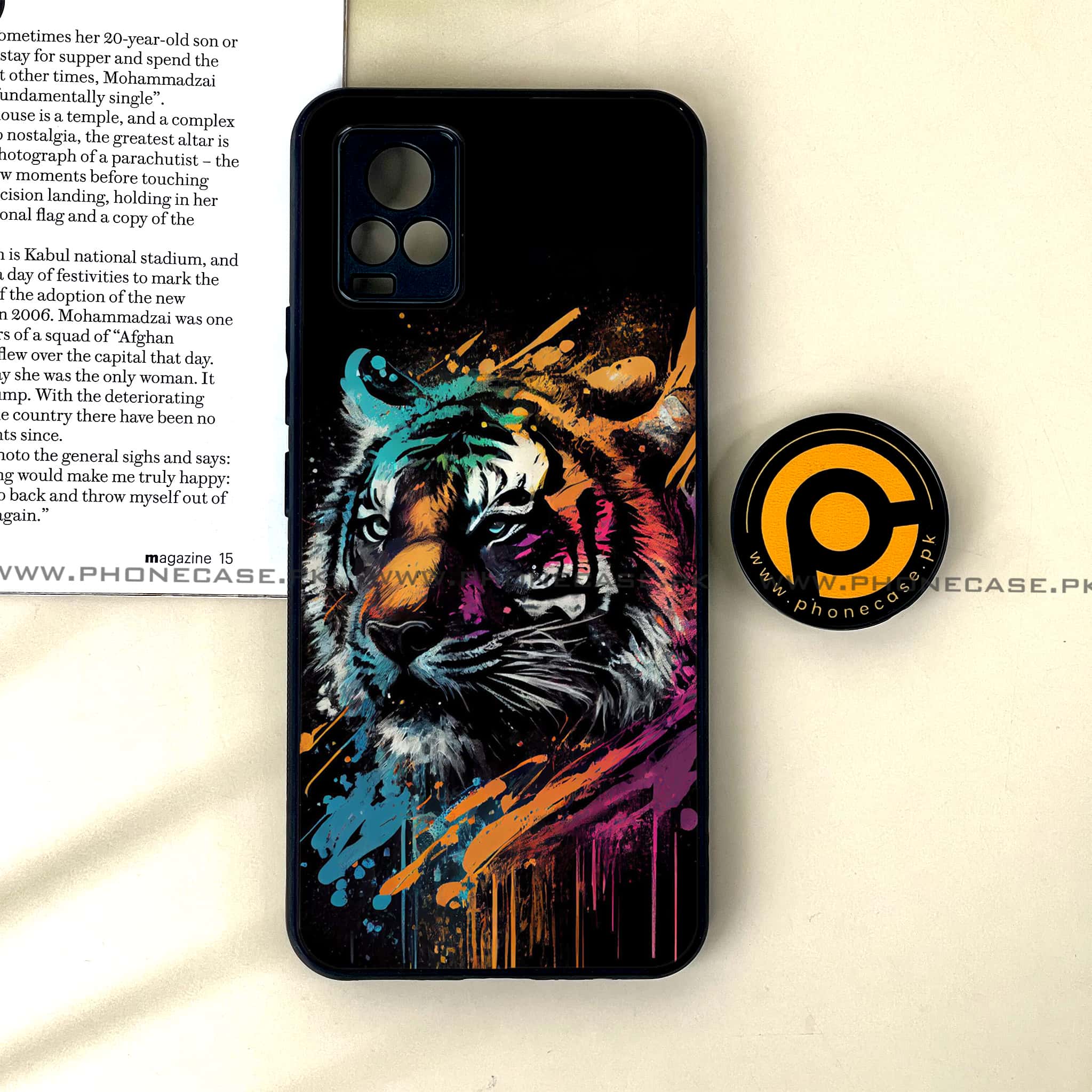 Vivo V20 - Tiger 2.0 Series - Premium Printed Glass soft Bumper shock Proof Case