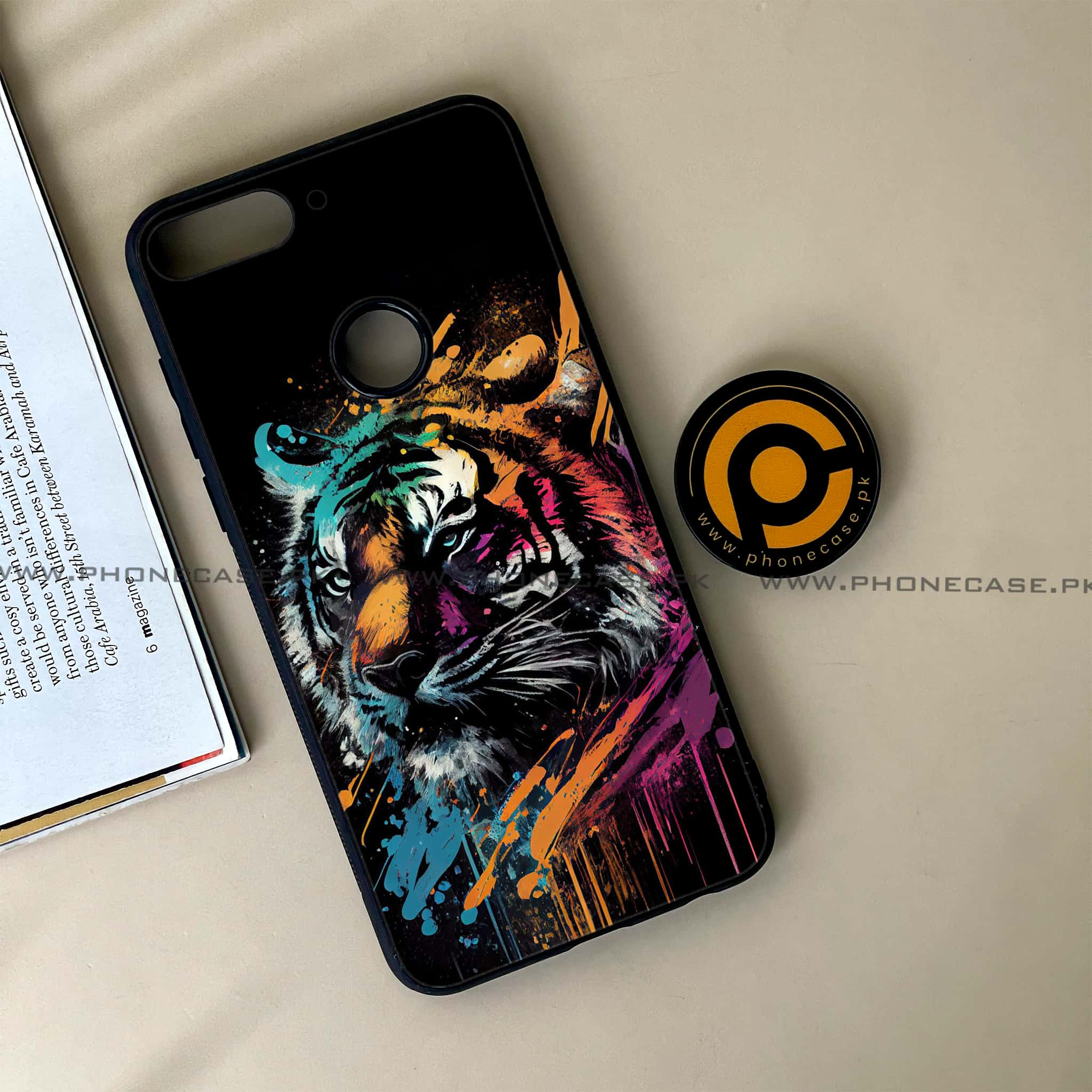 Huawei Y7 Prime (2018) - Tiger 2.0 Series - Premium Printed Glass soft Bumper shock Proof Case