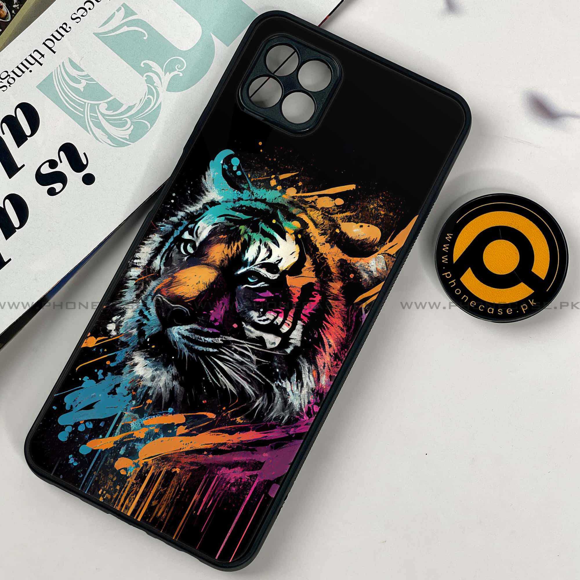 Samsung Galaxy A22 - Tiger 2.0 Series - Premium Printed Metal soft Bumper shock Proof Case