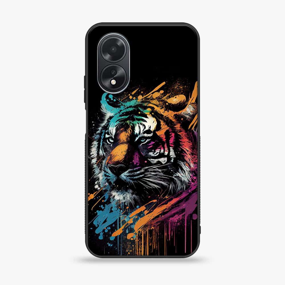 Oppo A18 4G - Tiger 2.0 Series - Premium Printed Glass soft Bumper shock Proof Case