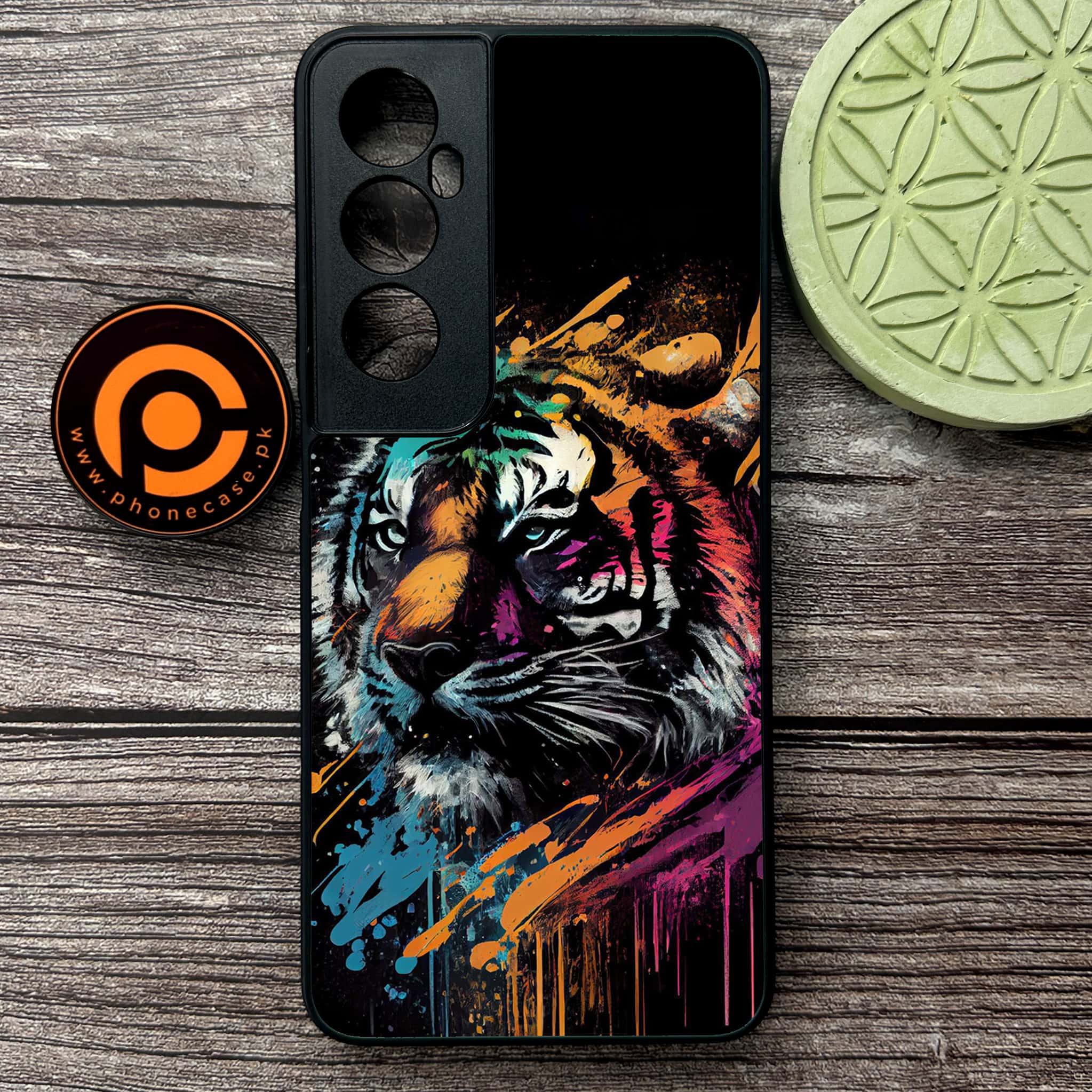 Realme C65  - Tiger 2.0 Series - Premium Metal Printed soft Bumper shock Proof Case