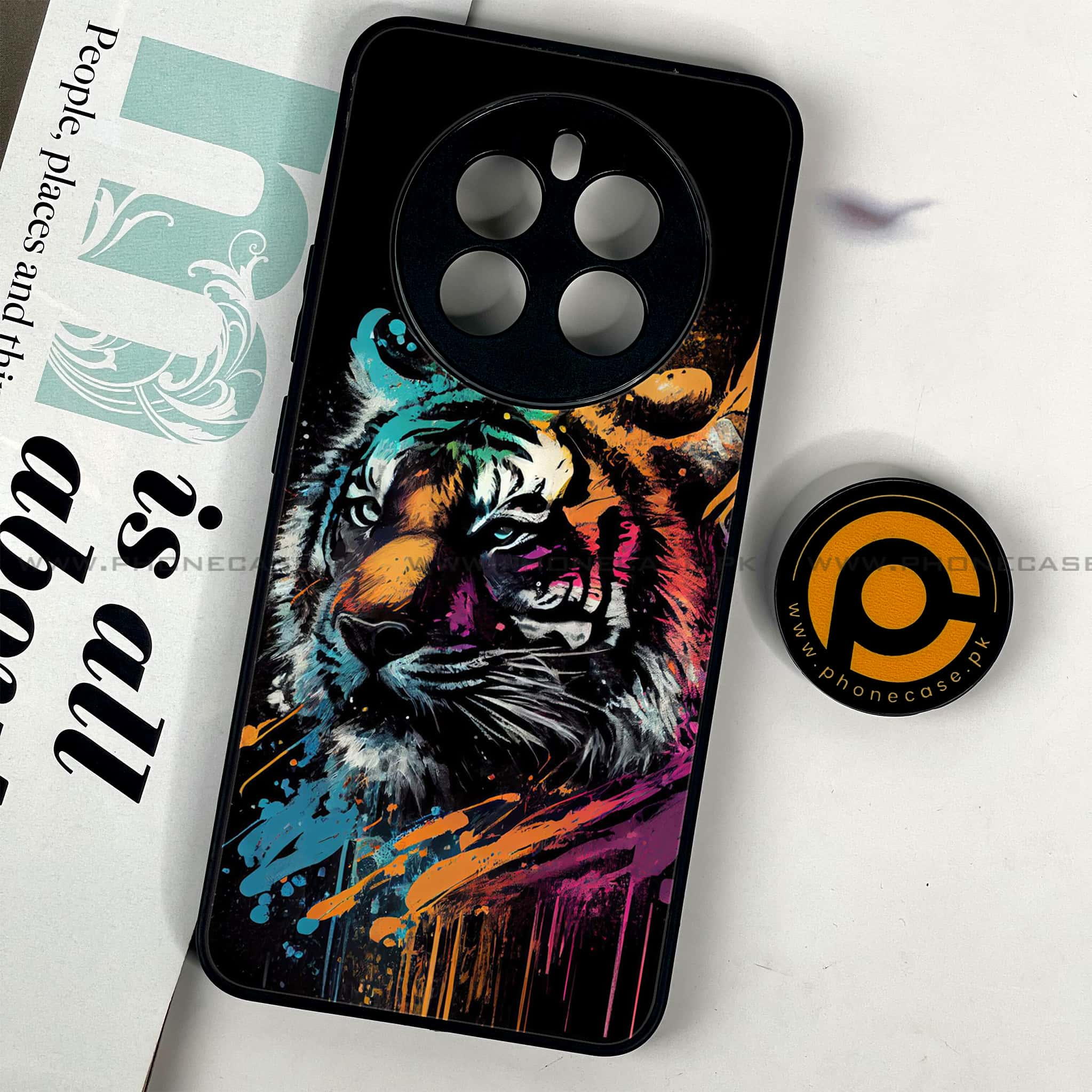 Realme 12 - Tiger 2.0 Series - Premium Printed Glass soft Bumper shock Proof Case