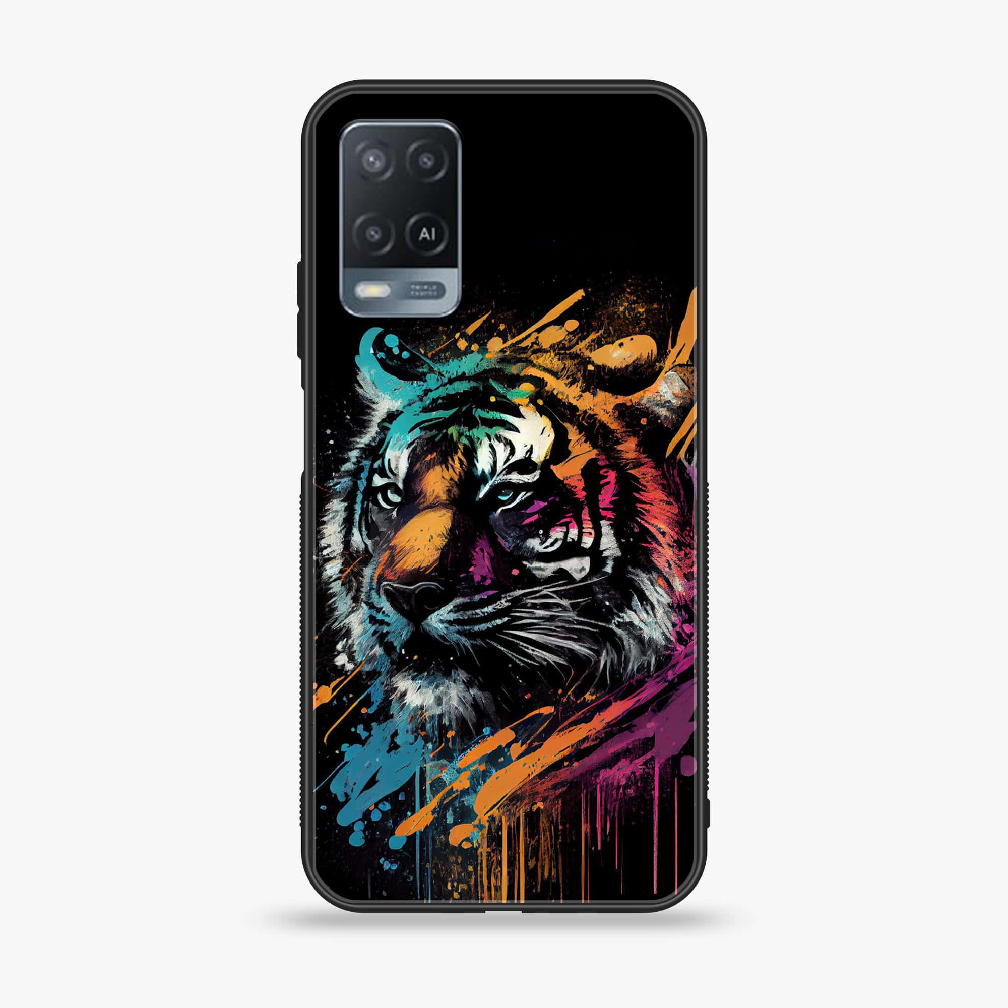 Oppo A54 - Tiger 2.0 Series - Premium Printed Glass soft Bumper shock Proof Case