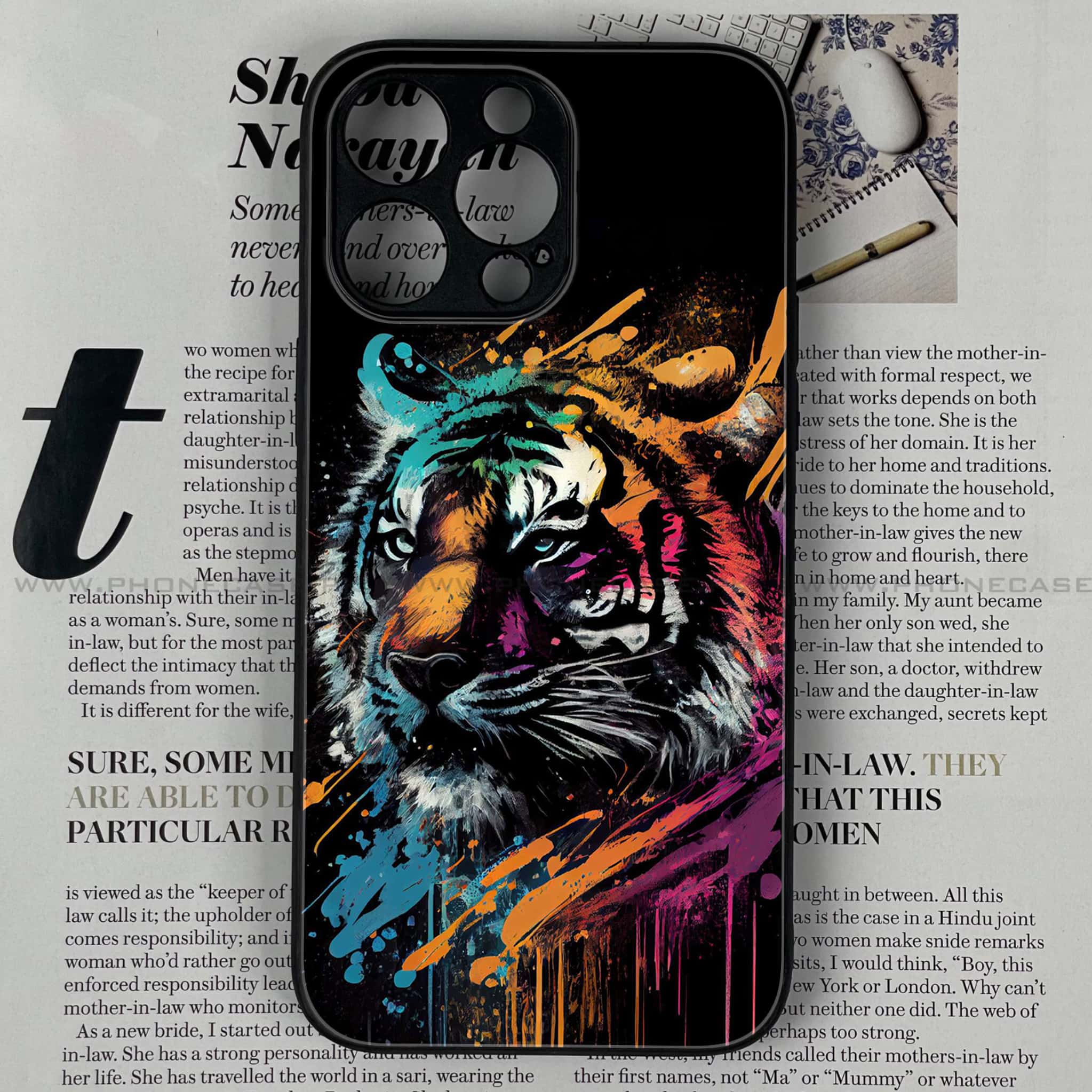 iPhone 14 Pro Max - Tiger Series 2.0 - Premium Printed Glass soft Bumper shock Proof Case