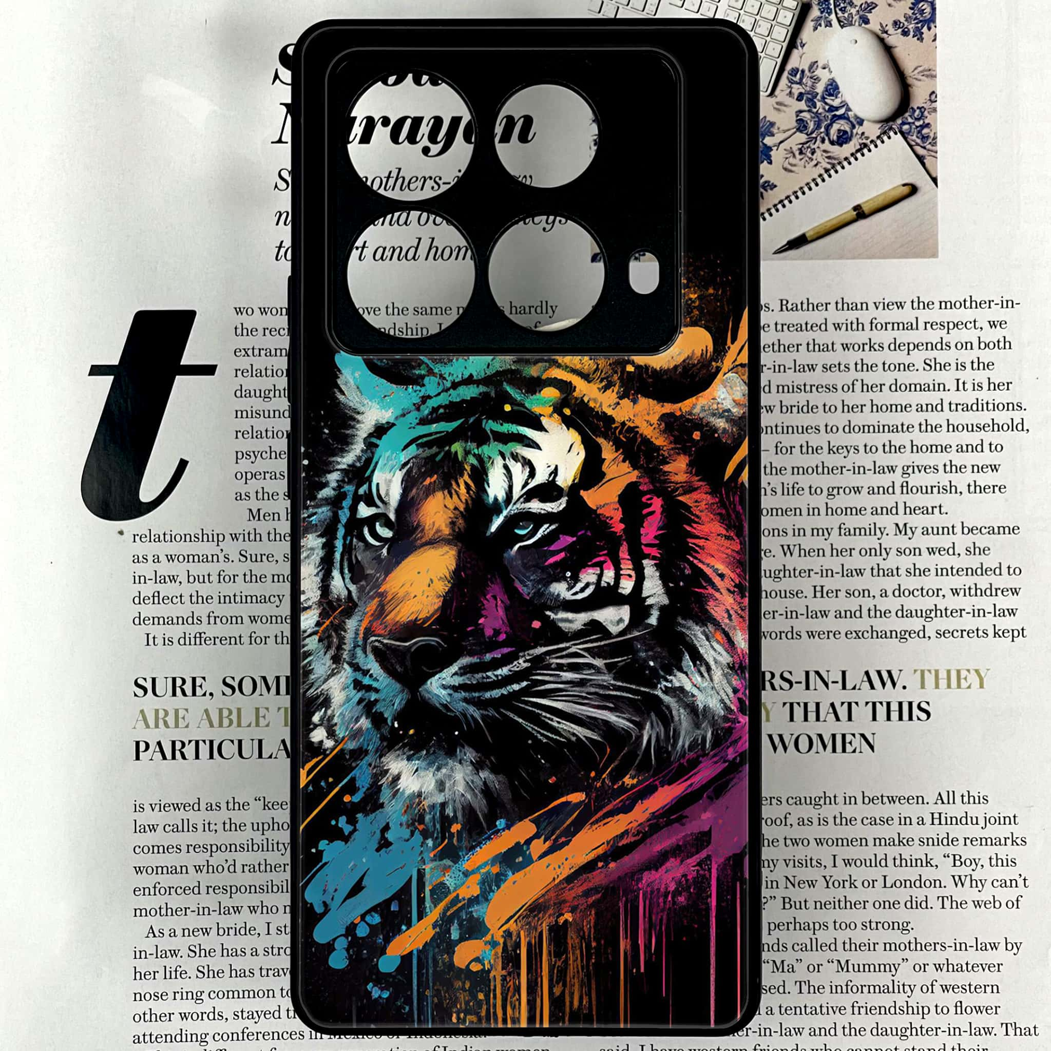 Infinix Note 40 4G - Tiger 2.0 Series - Premium Printed Glass soft Bumper shock Proof Case