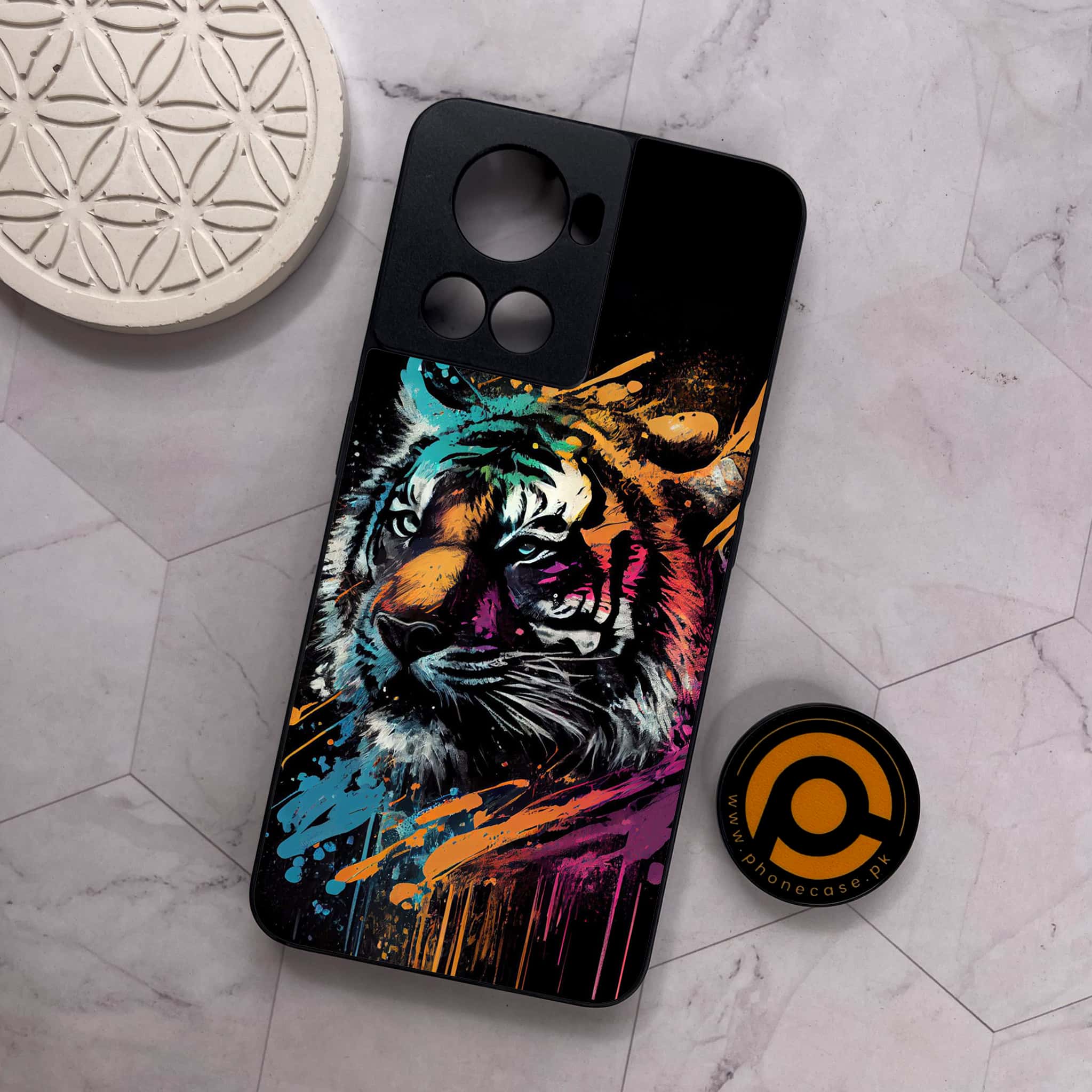 OnePlus 10R -  Tiger 2.0 Series - Premium Metal Printed soft Bumper shock Proof Case