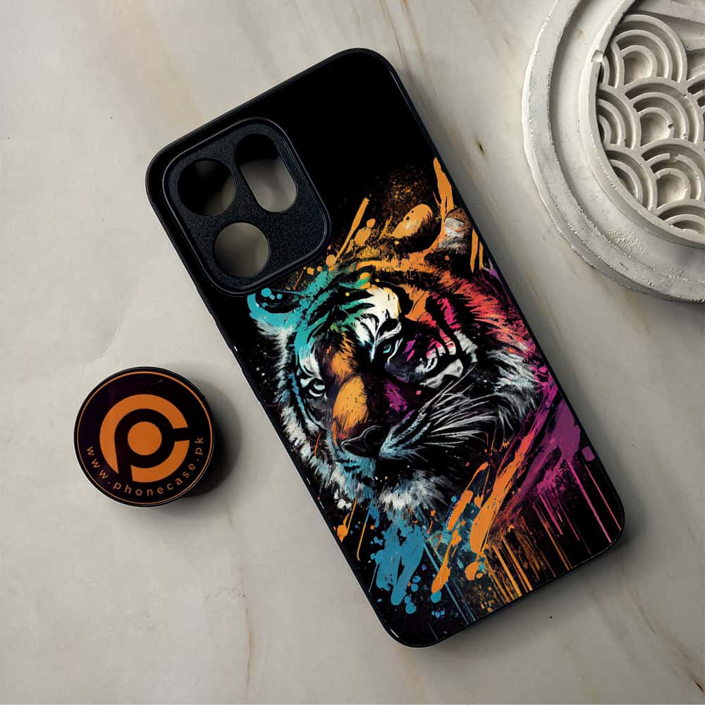 Oppo Reno 14F - Tiger 2.0 Series - Premium Metal Printed Soft Bumper Shockproof Case