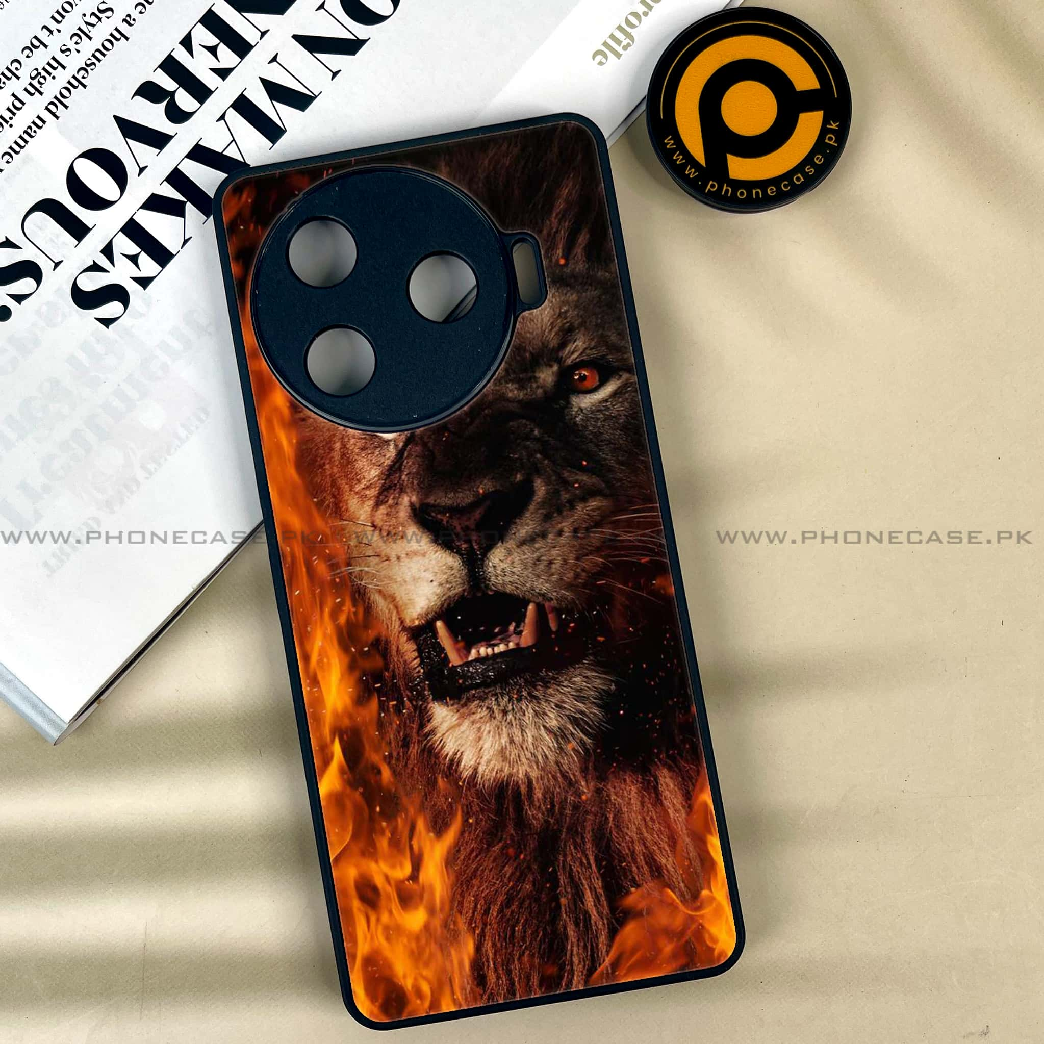 Tecno Camon 30 Pro - Tiger Series - Premium Printed Glass soft Bumper shock Proof Case