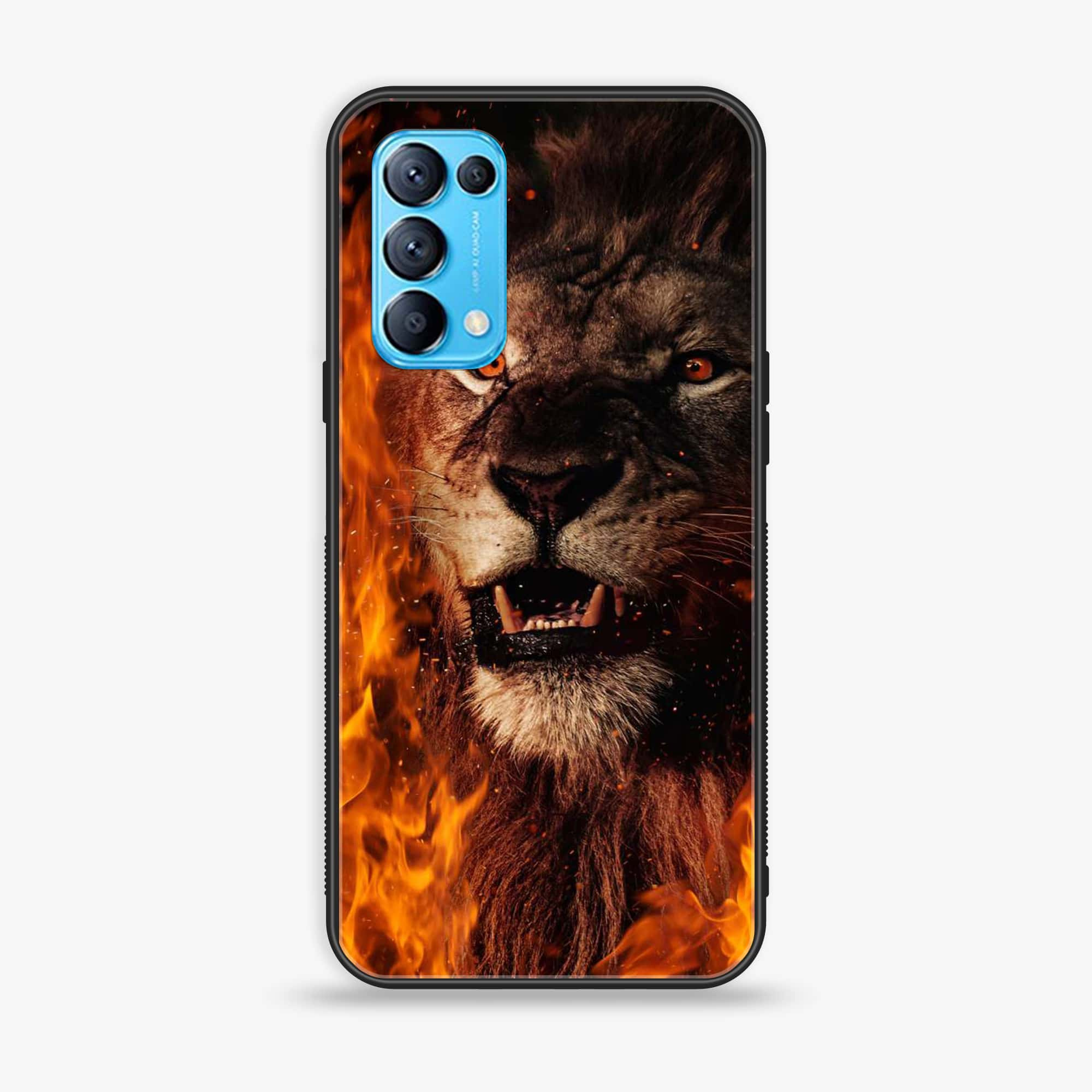 Oppo Reno 5 Tiger Art Series  Premium Printed Glass soft Bumper shock Proof Case