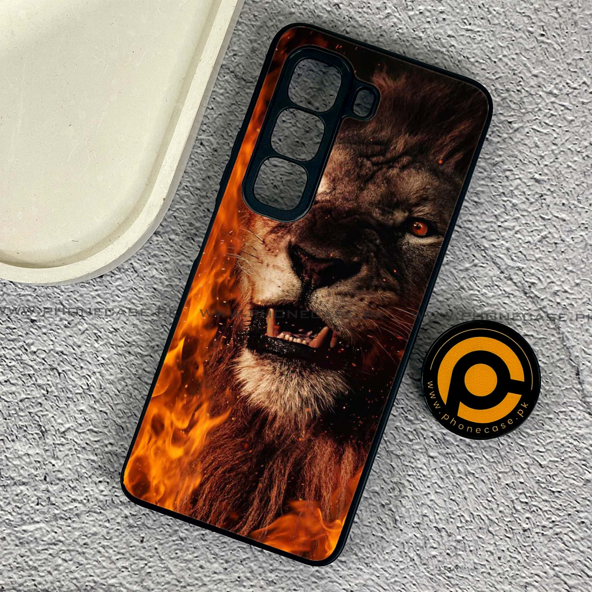 Infinix Hot 50 Pro - Tiger Series - Premium Printed Glass soft Bumper shock Proof Case