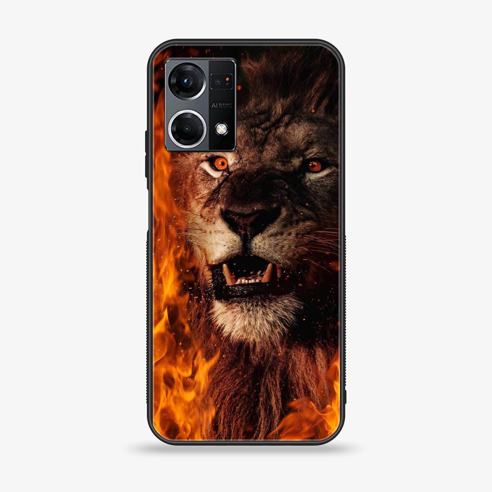 Oppo Reno 7 - Tiger Series - Premium Printed Glass soft Bumper shock Proof Case