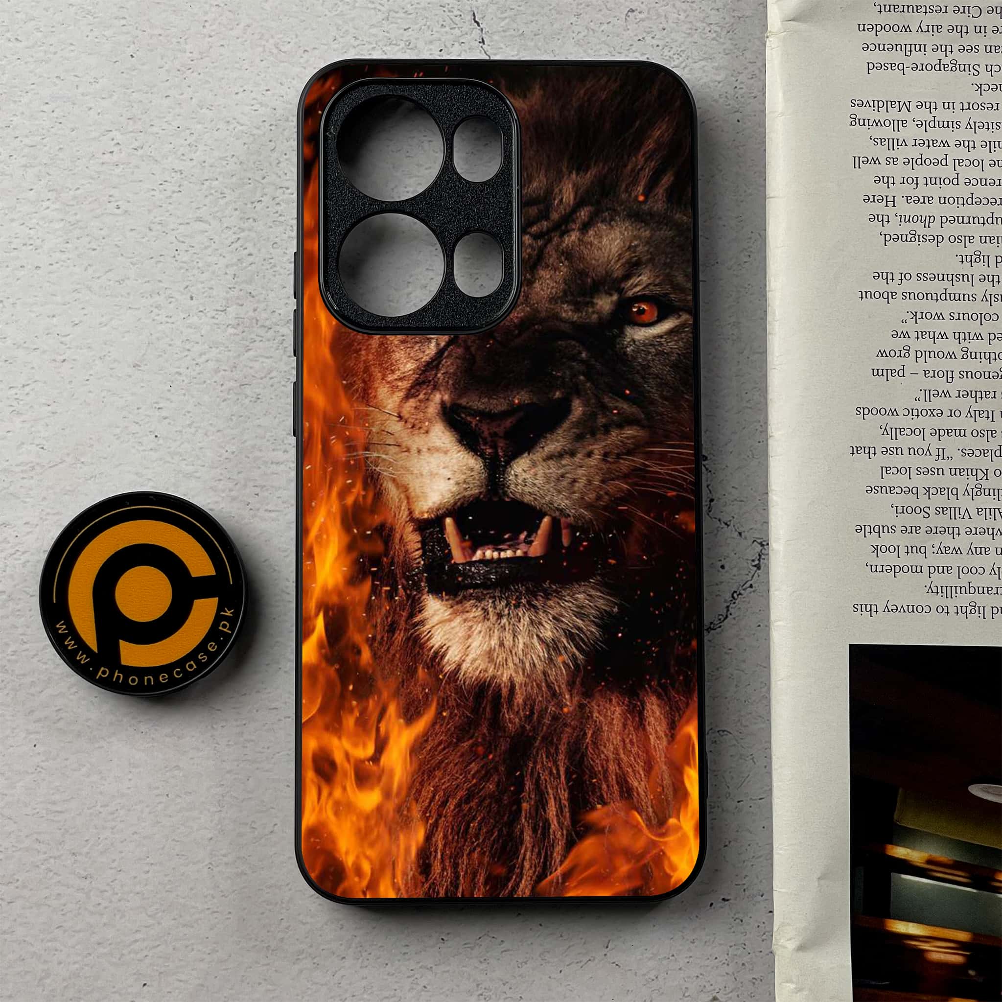 Oppo Reno 13 Pro - Tiger Series - Premium Metal Printed Soft Bumper Shockproof Case
