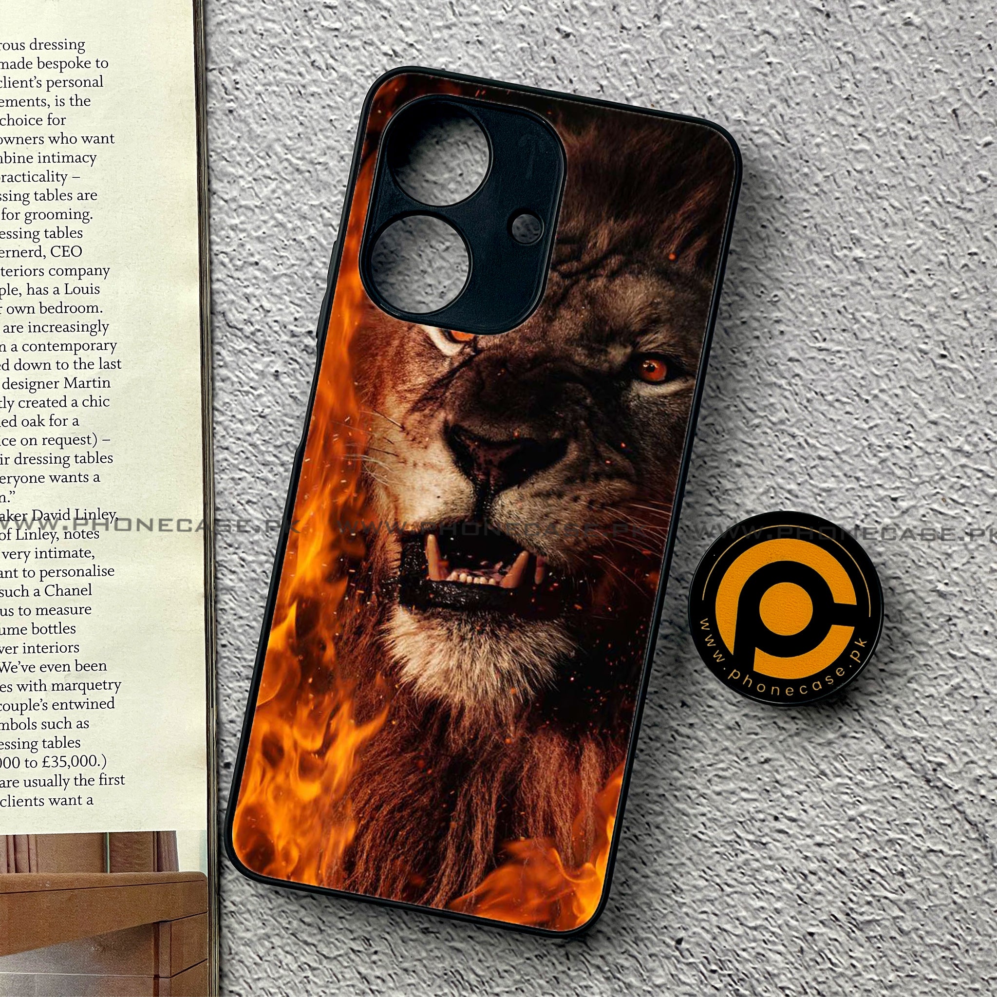 Realme Note 60 - Tiger Series - Premium Printed Glass soft Bumper shock Proof Case