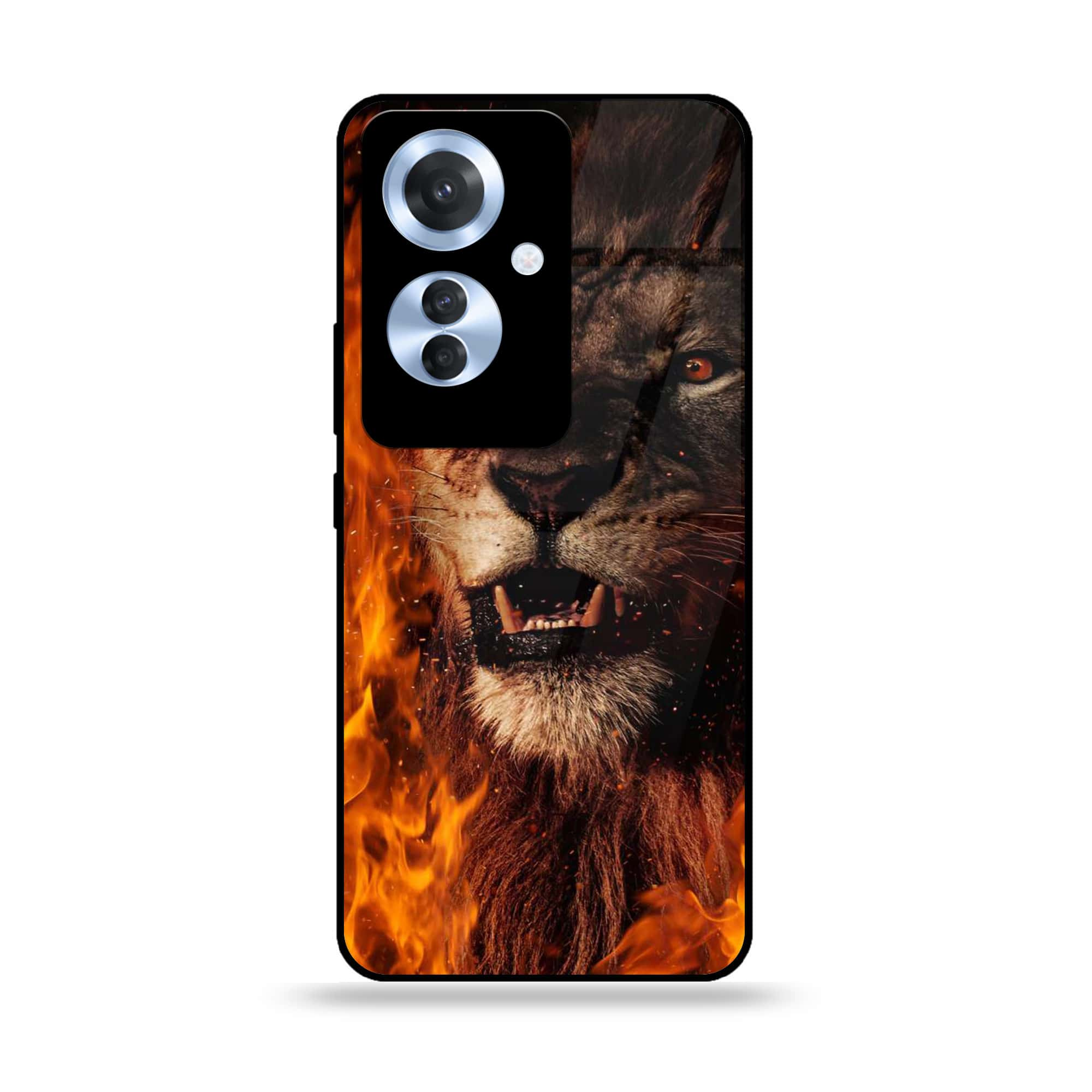 Oppo Reno 11F - Tiger Series - Premium Printed Glass soft Bumper shock Proof Case