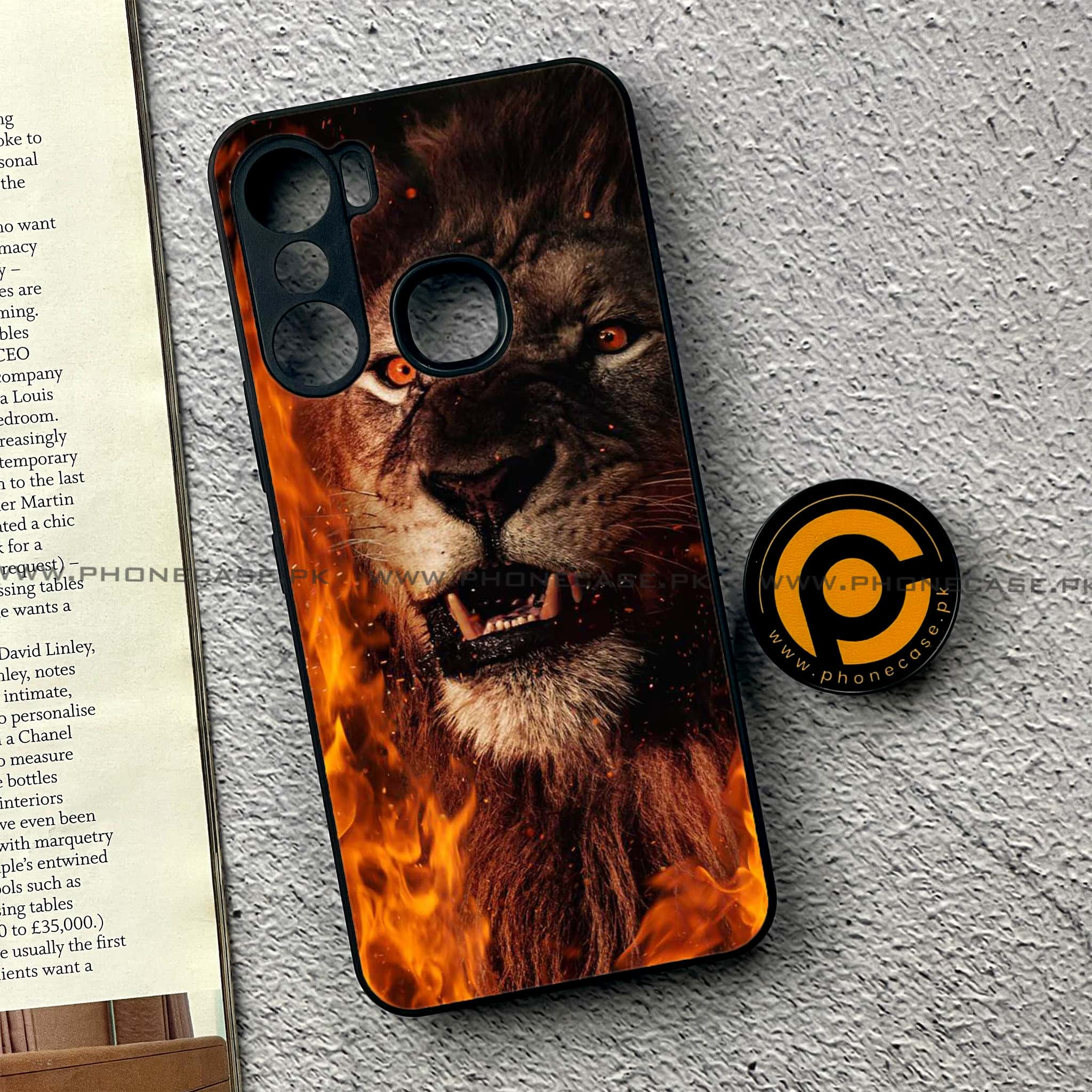 Infinix Hot 12 Pro - Tiger Series - Premium Printed Glass soft Bumper shock Proof Case