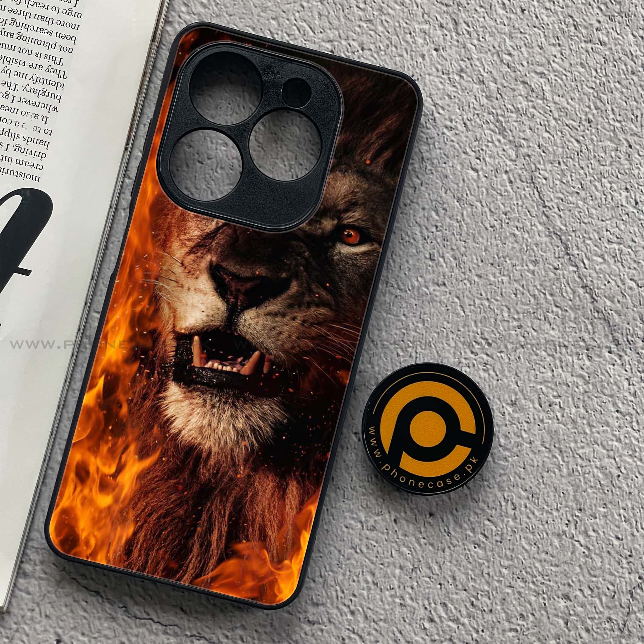 Tecno Spark 20C - Tiger Series - Premium Printed Glass soft Bumper shock Proof Case