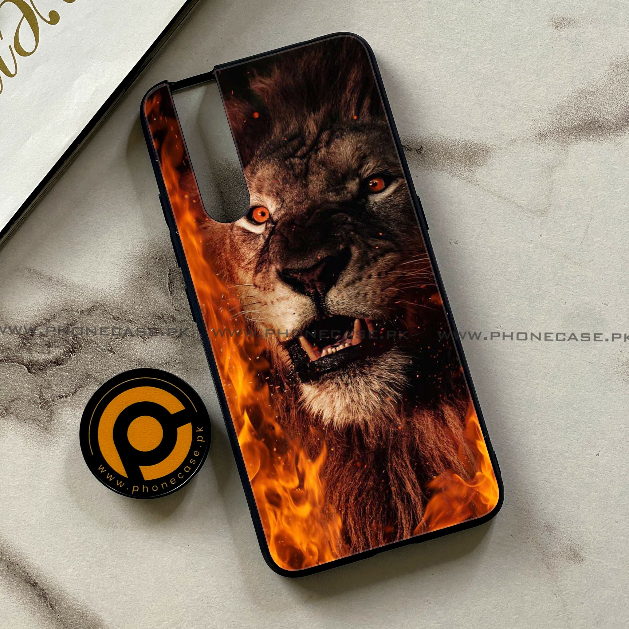 Vivo V15 Pro - Tiger Series - Premium Printed Glass soft Bumper shock Proof Case