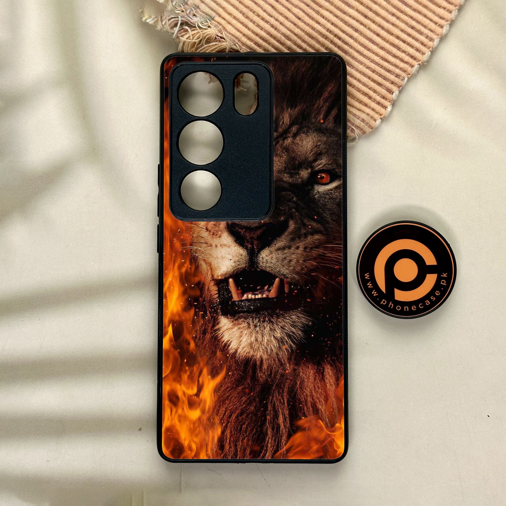 Vivo V29 - Tiger Series - Premium Printed Glass soft Bumper shock Proof Case