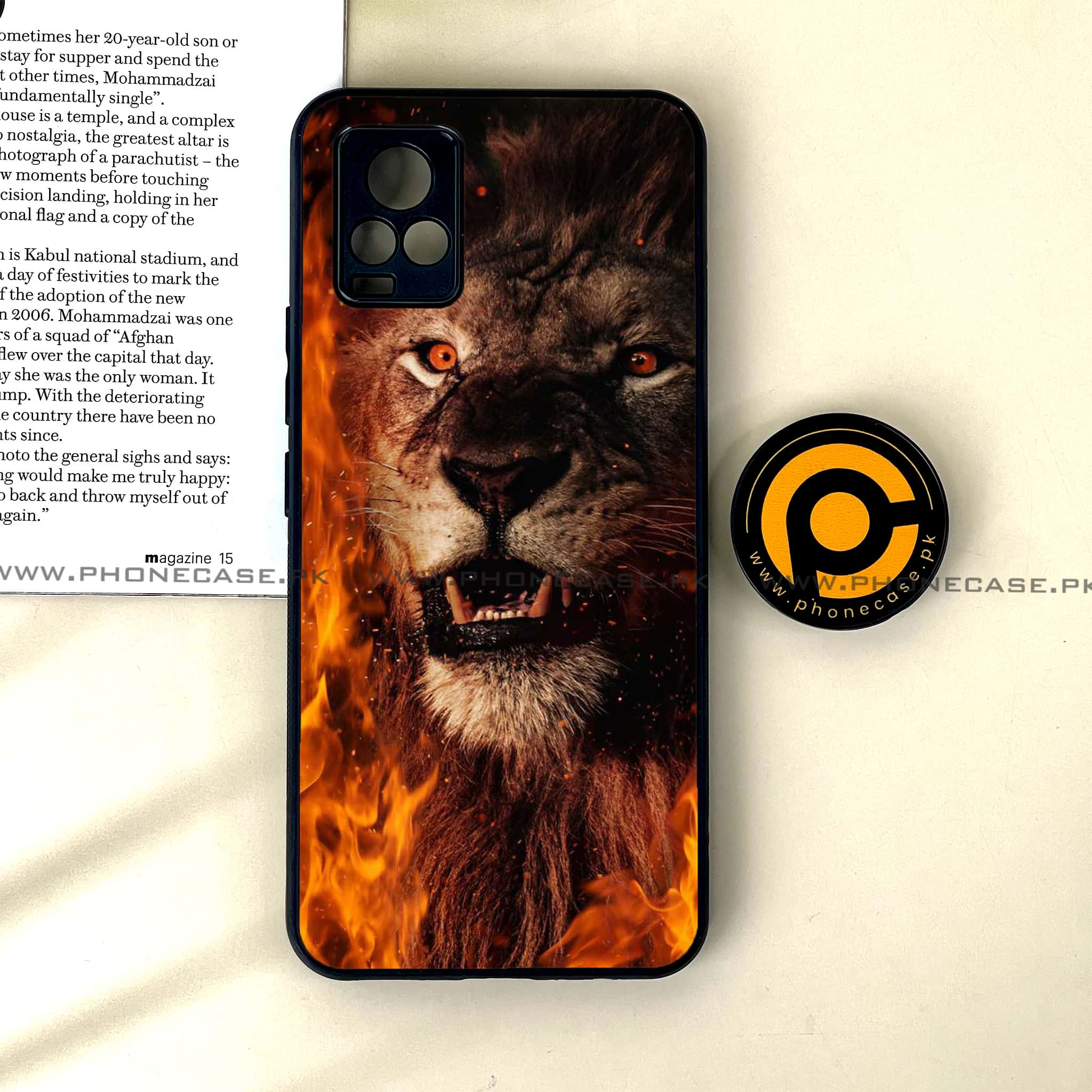 Vivo V20 - Tiger Art Series - Premium Printed Glass soft Bumper shock Proof Case