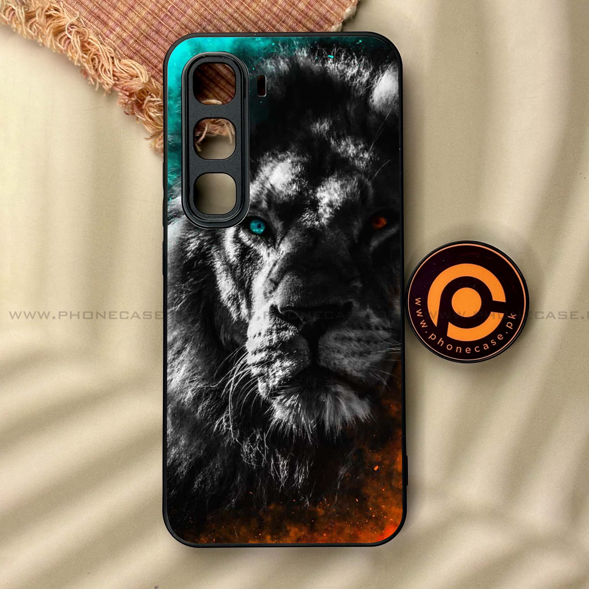 Infinix Hot 60 Pro - Tiger Series - Premium Metal Printed soft Bumper shock Proof Case